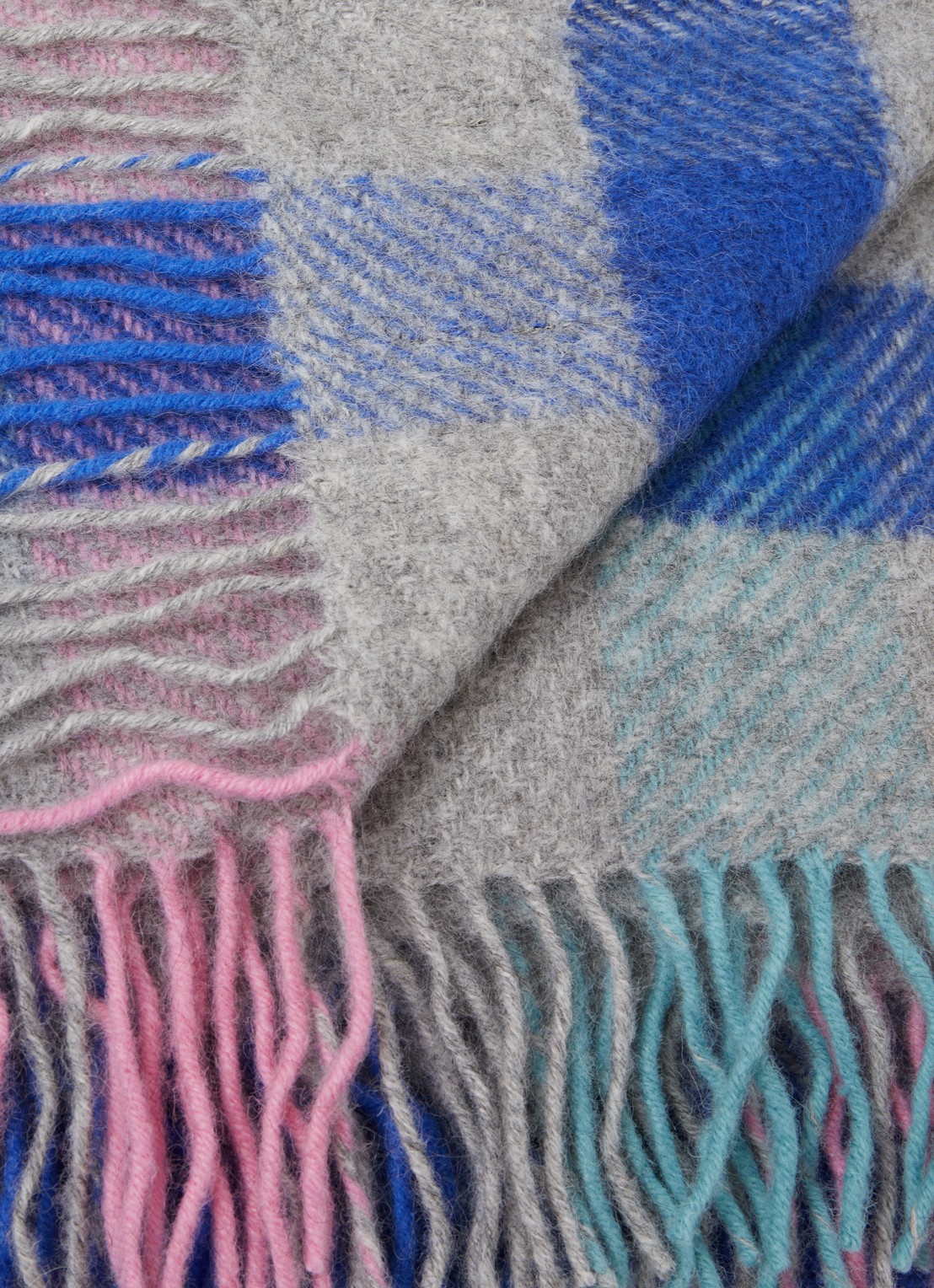 Klippan Gotland plaid van wol 130 x 200 cm - detail 3 middenblauw