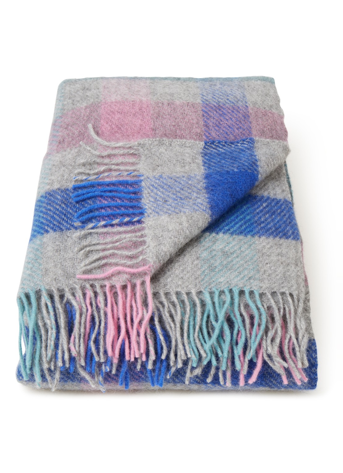 Klippan Gotland plaid van wol 130 x 200 cm - voorkant middenblauw