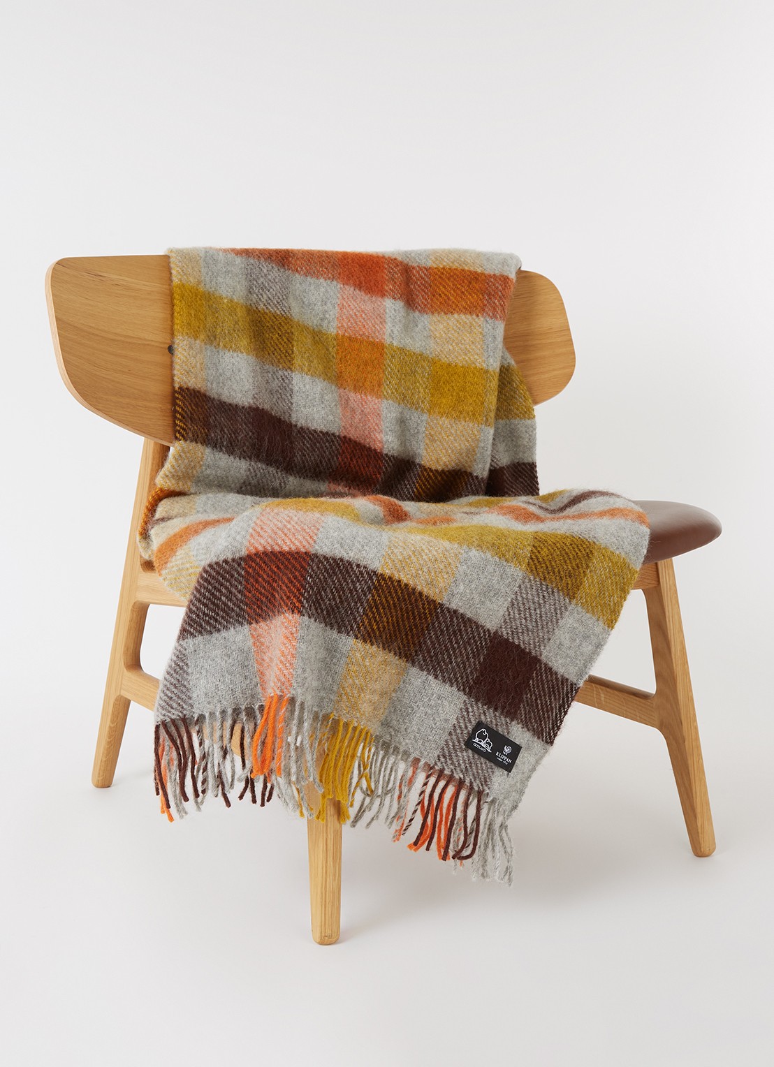 Klippan Gotland plaid van wol 130 x 200 cm - voorkant 3 grijs