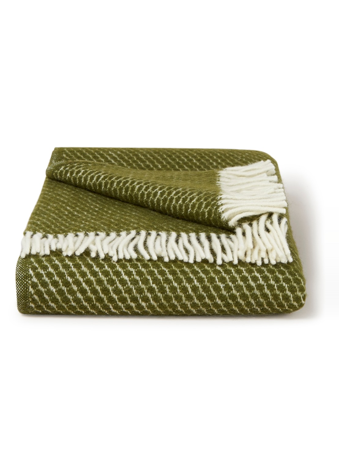 Klippan Knut Plaid deken van lamswol 130 x 200 cm - voorkant groen