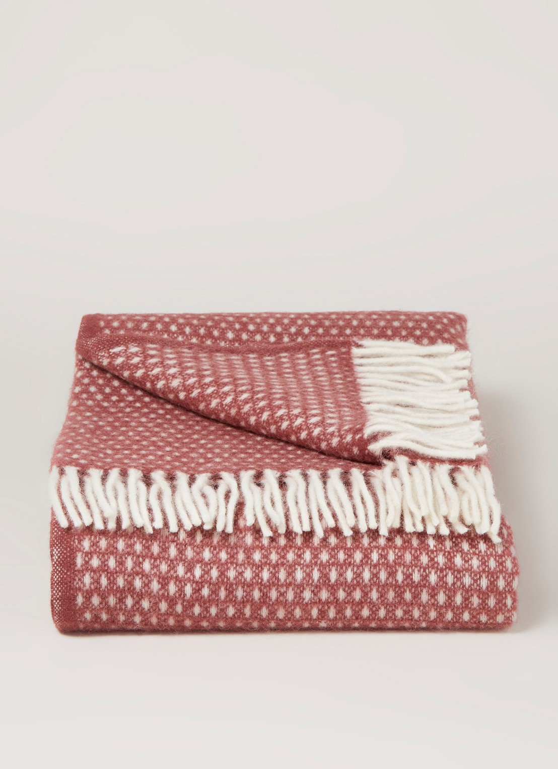 Klippan Knut Plaid deken van lamswol 130 x 200 cm - voorkant 2 kersenrood
