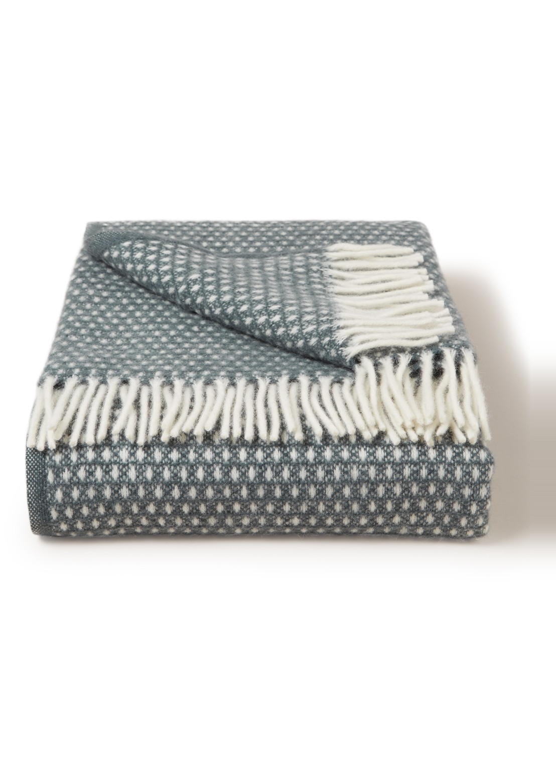 Klippan Knut plaid van lamswol 130 x 200 cm - voorkant blauwgrijs