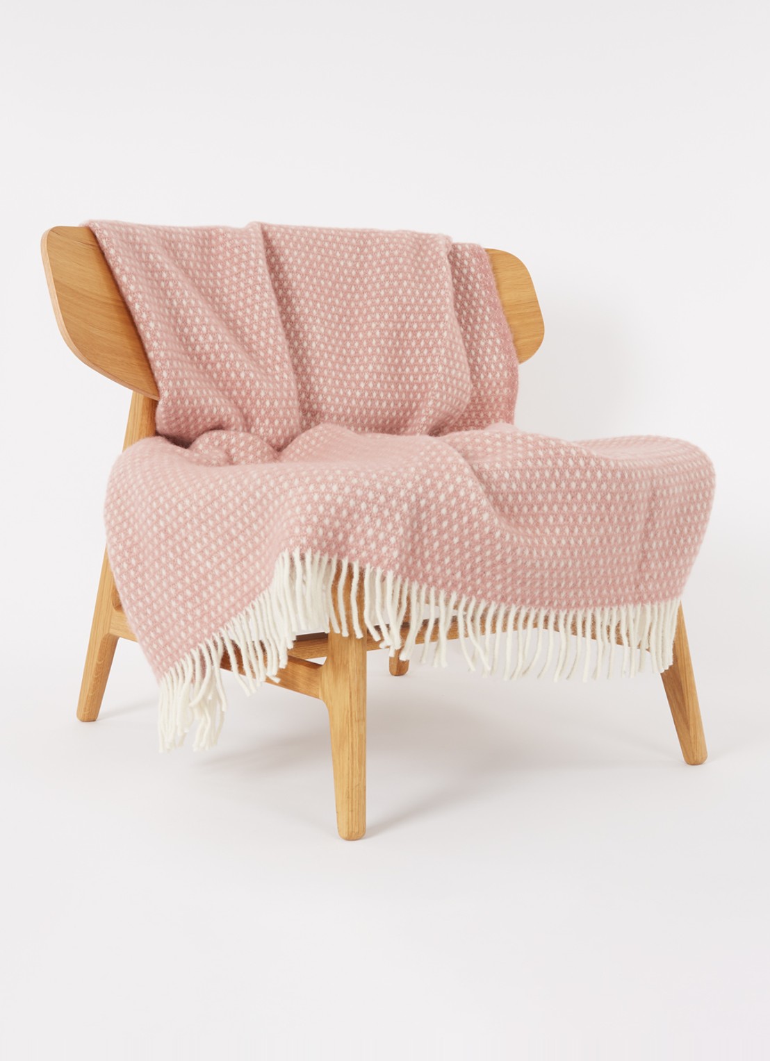 Klippan Knut plaid van wol 200 x 130 cm - voorkant 2 zalmroze