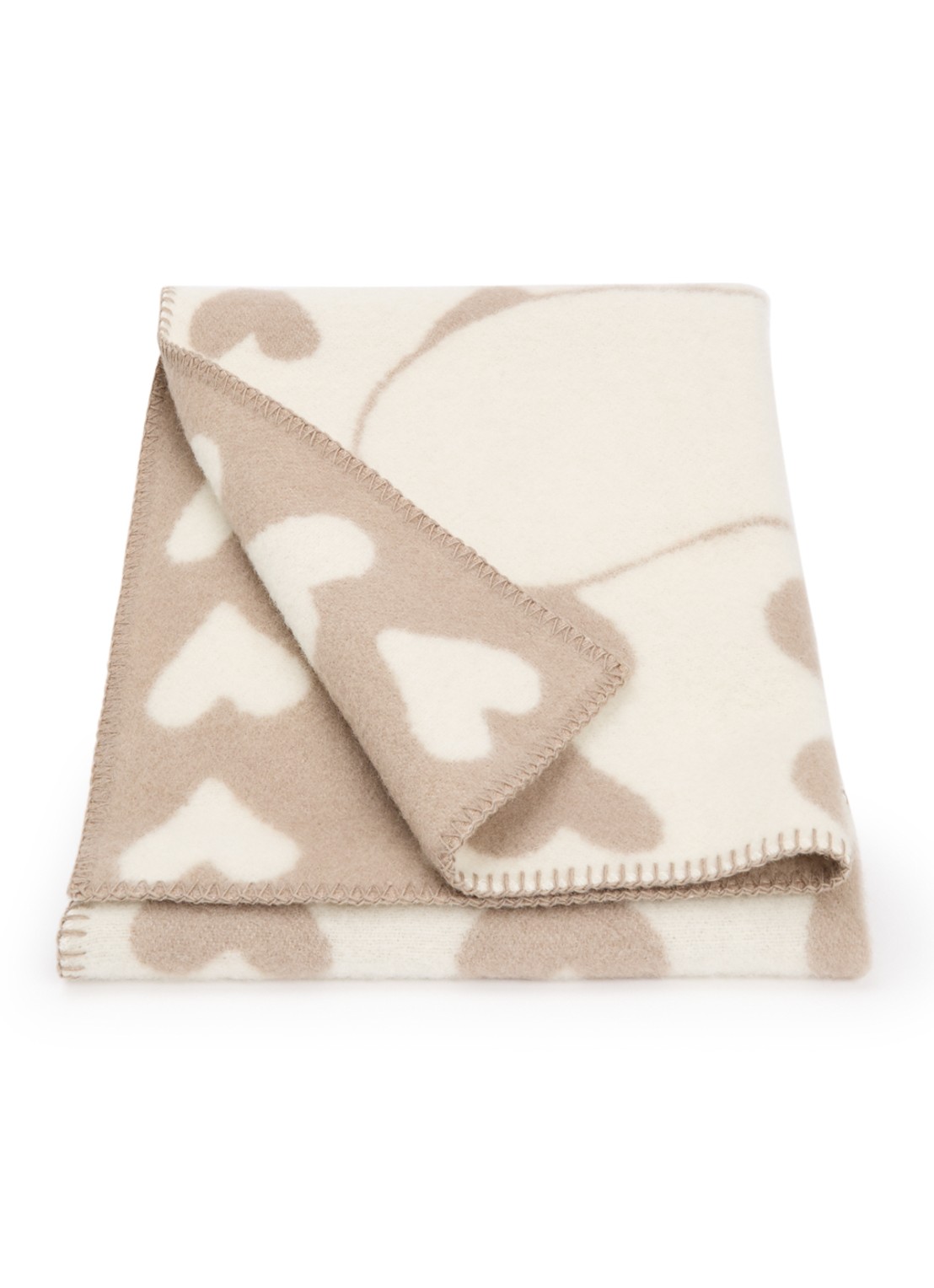 Klippan Moomin Heart wiegdeken van lamswol 65 x 90 cm - voorkant taupe