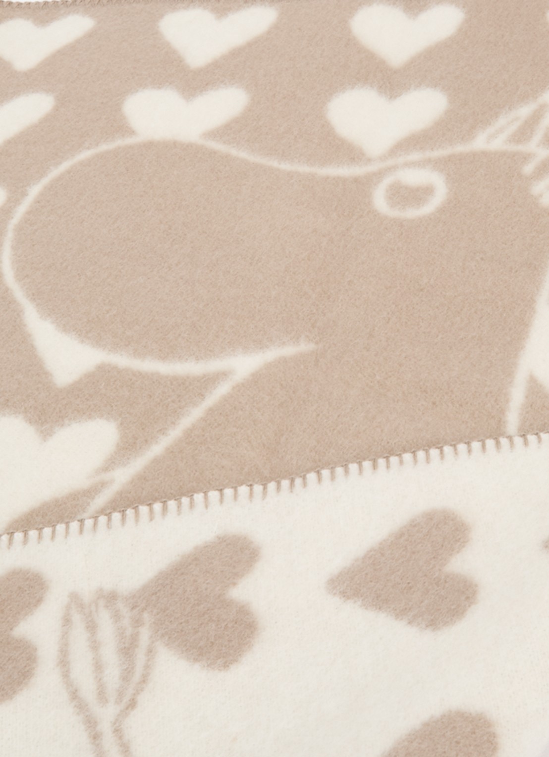 Klippan Moomin Heart wiegdeken van lamswol 65 x 90 cm - voorkant 2 taupe