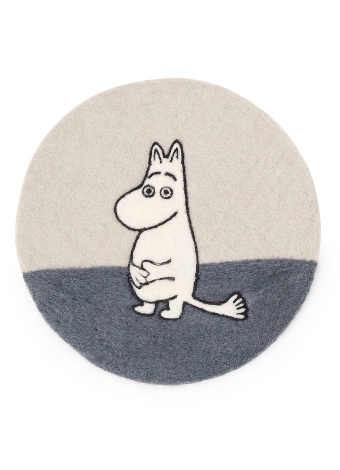 Klippan Moomin panonderzetter van wol - voorkant grijs
