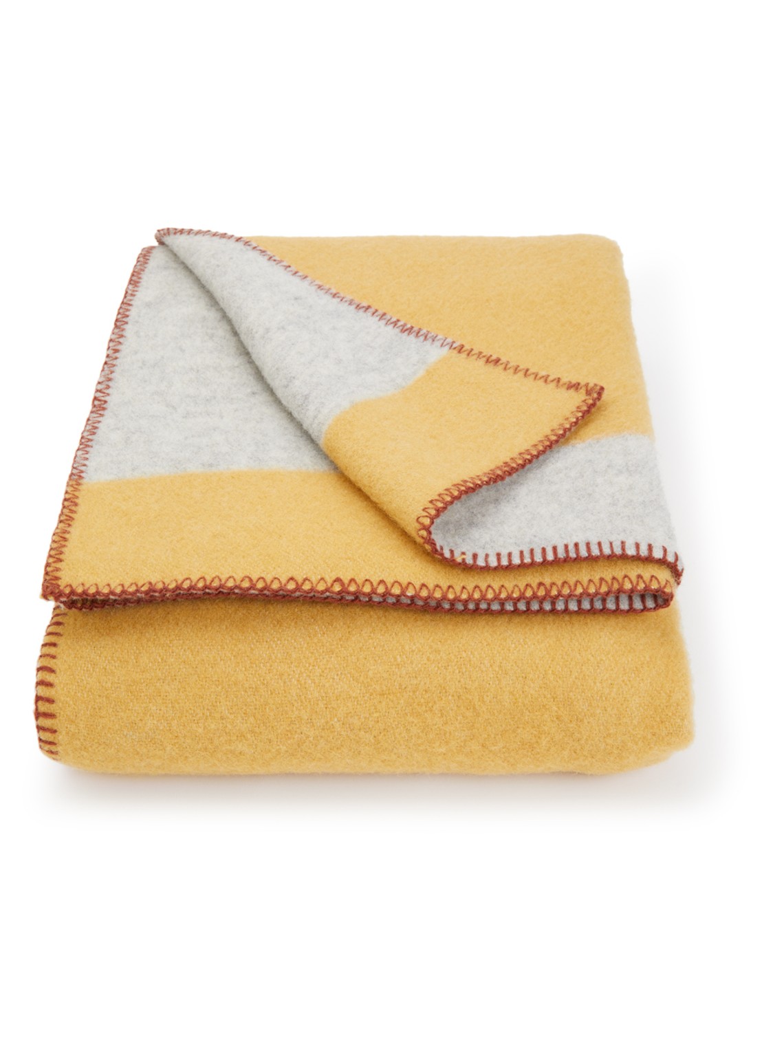 Klippan Plan plaid van lamswol 130 x 180 cm - voorkant mosterd