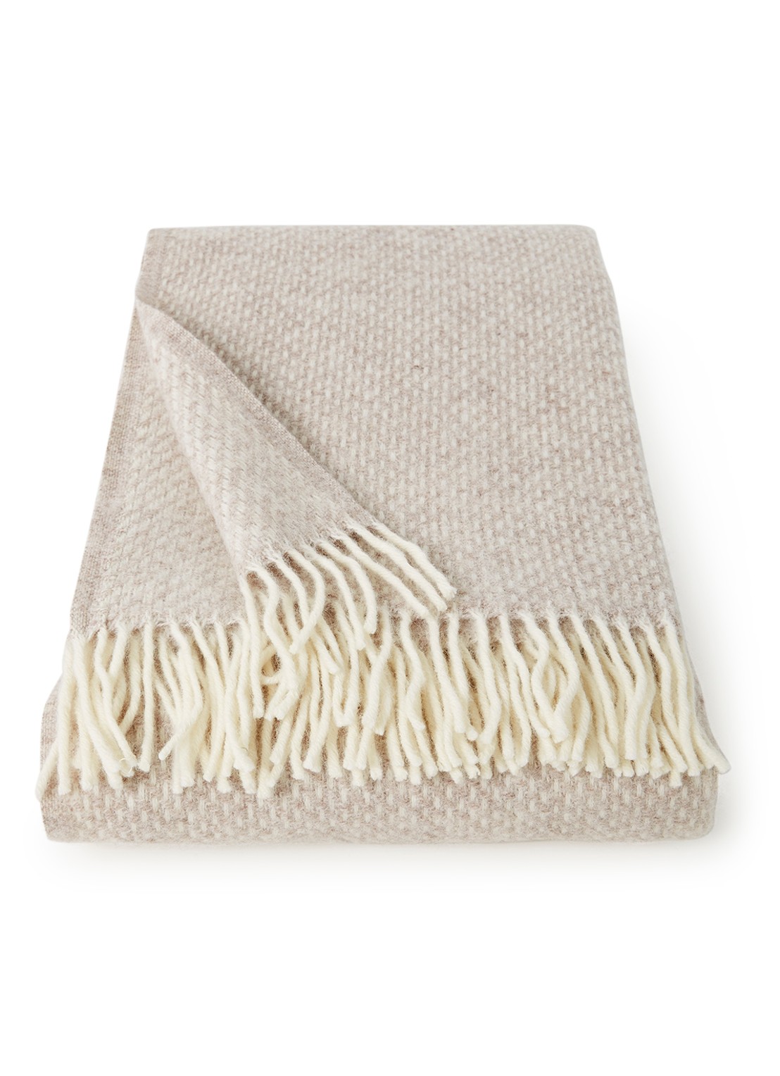 Klippan Preppy plaid van lamswol 130 x 200 cm - voorkant beige
