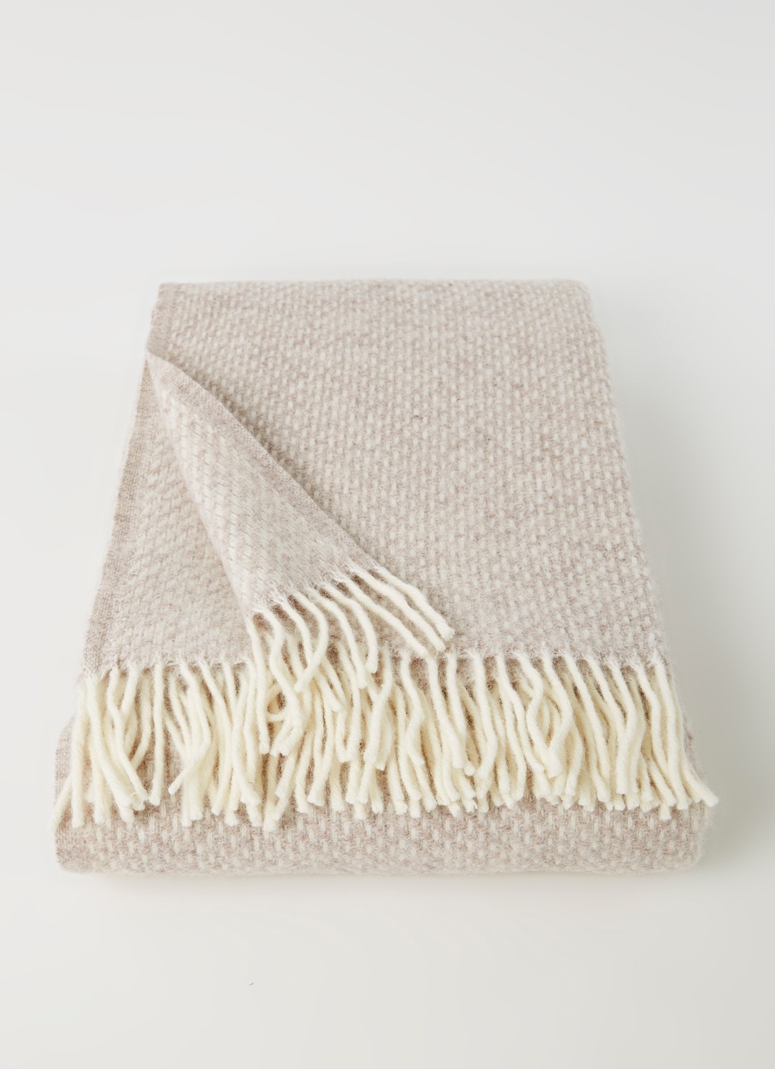 Klippan Preppy plaid van lamswol 130 x 200 cm - voorkant 2 beige