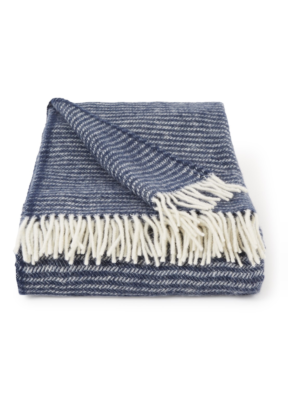 Klippan Ralph plaid van wol 130 x 200 cm - voorkant 2 donkerblauw