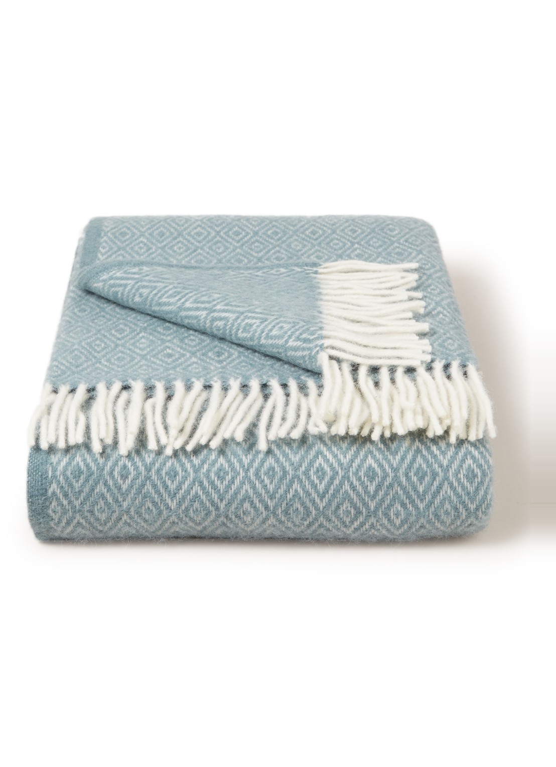 Klippan Stella plaid van lamswol 130 x 200 cm - voorkant zeegroen
