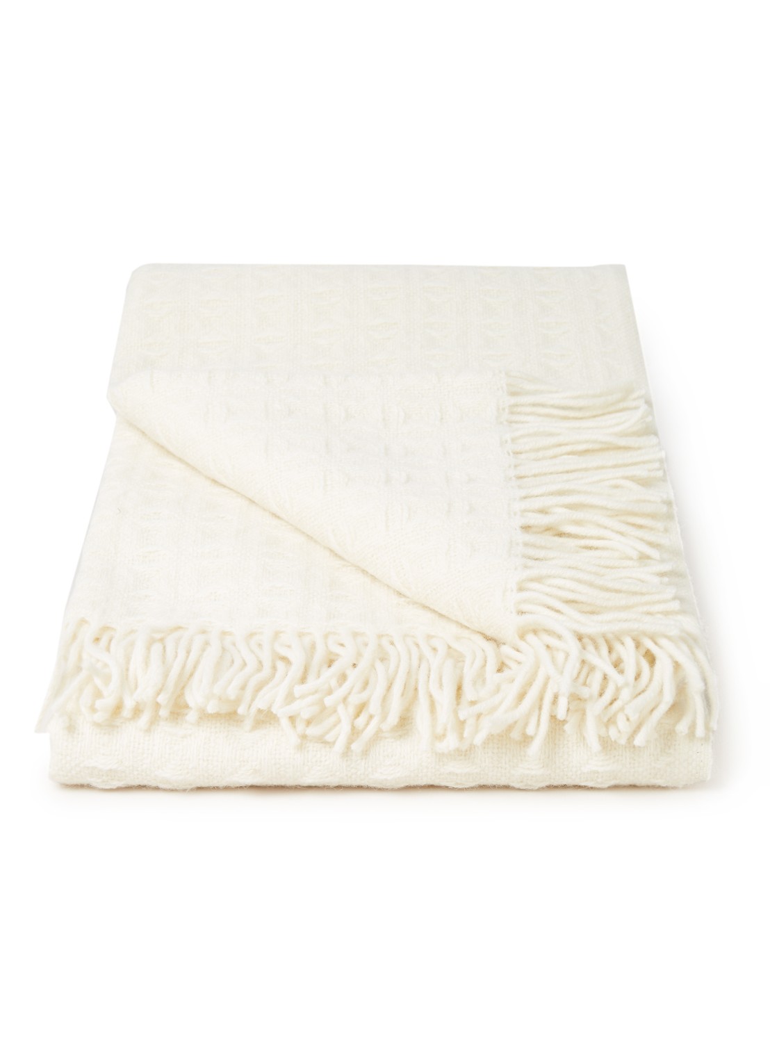 Klippan Twist plaid van lamswol 130 x 200 cm - voorkant 2 gebroken wit