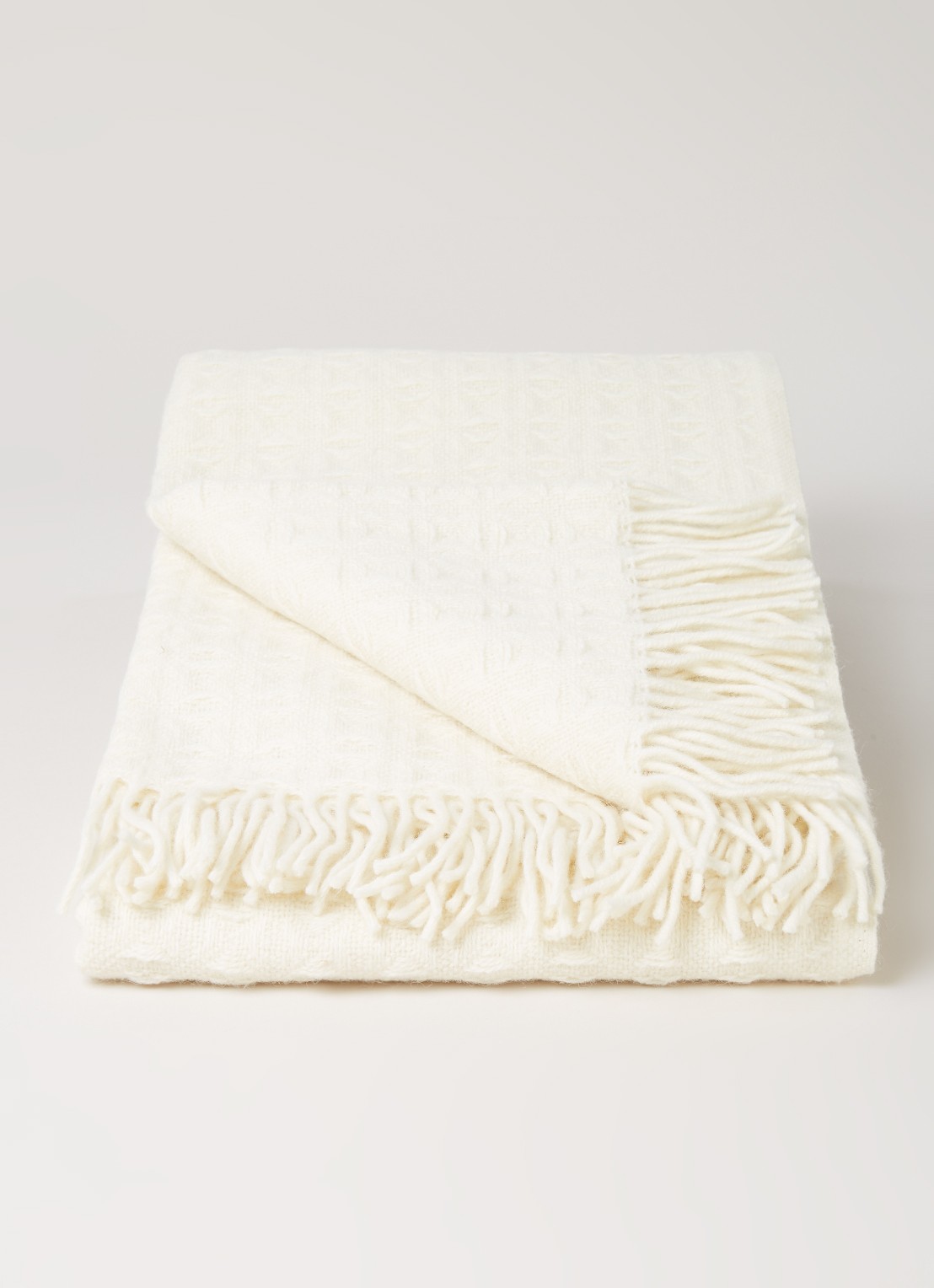 Klippan Twist plaid van lamswol 130 x 200 cm - voorkant 3 gebroken wit