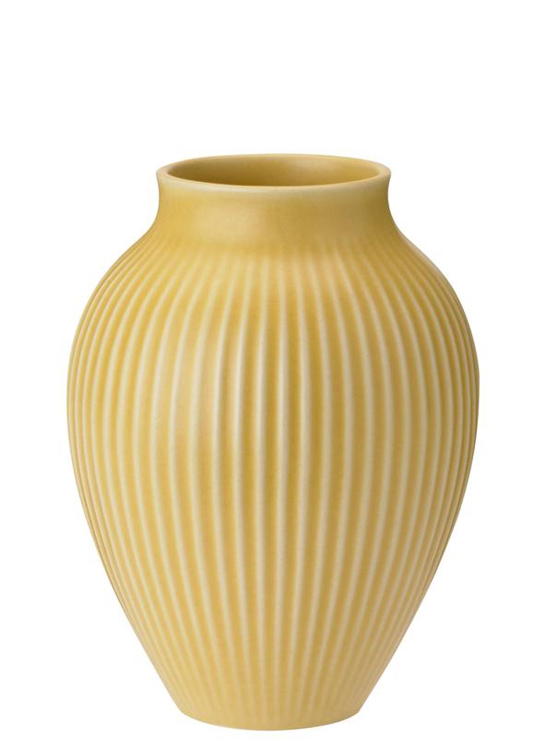 Knabstrup Ribbel vaas 20 cm  - voorkant lichtgeel