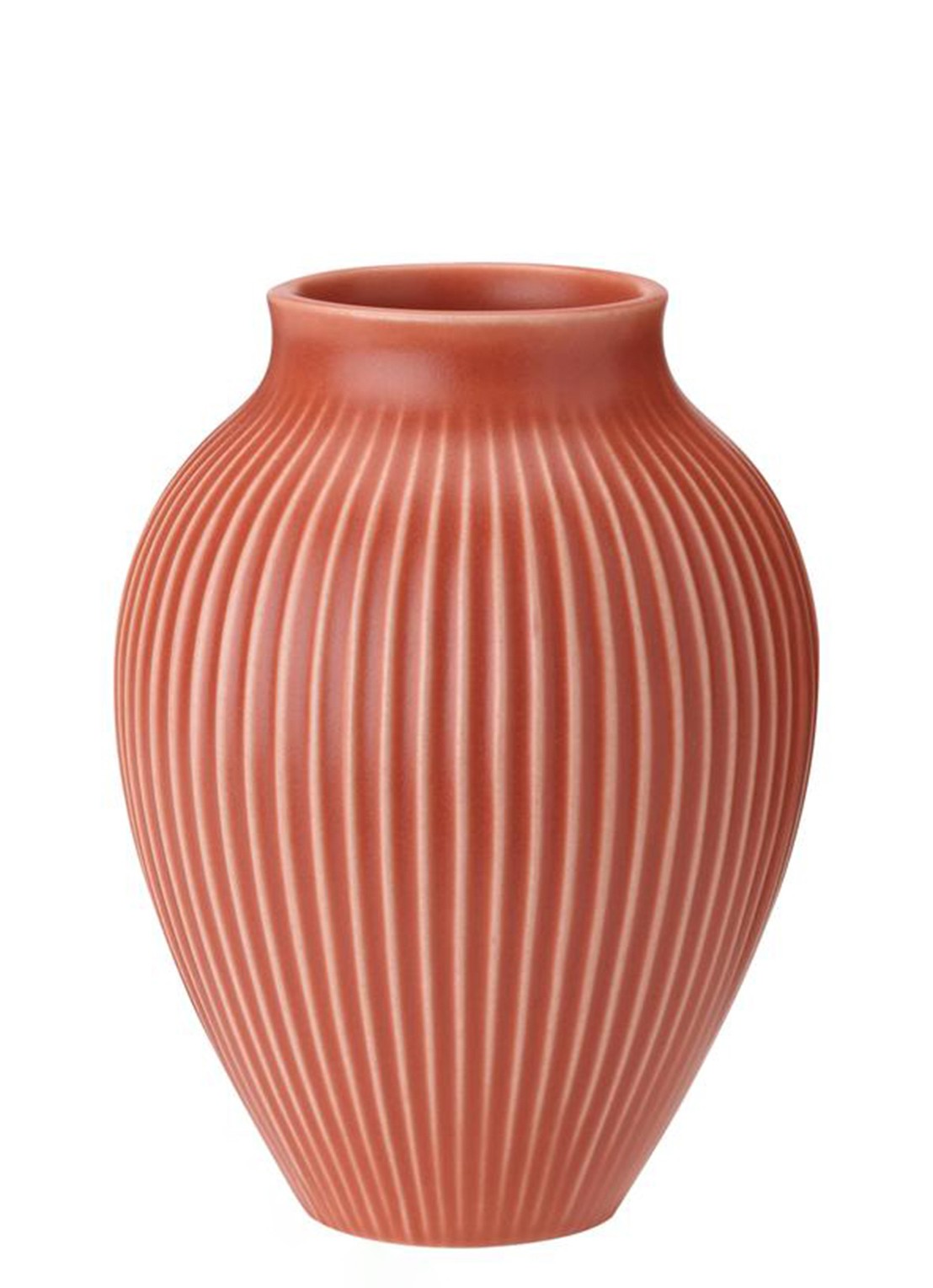 Knabstrup Ribbel vaas 20 cm  - voorkant koraal