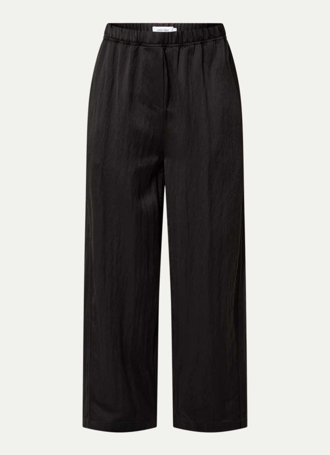 Knit-ted Camden high waist wide fit broek met steekzakken - voorkant 3 zwart