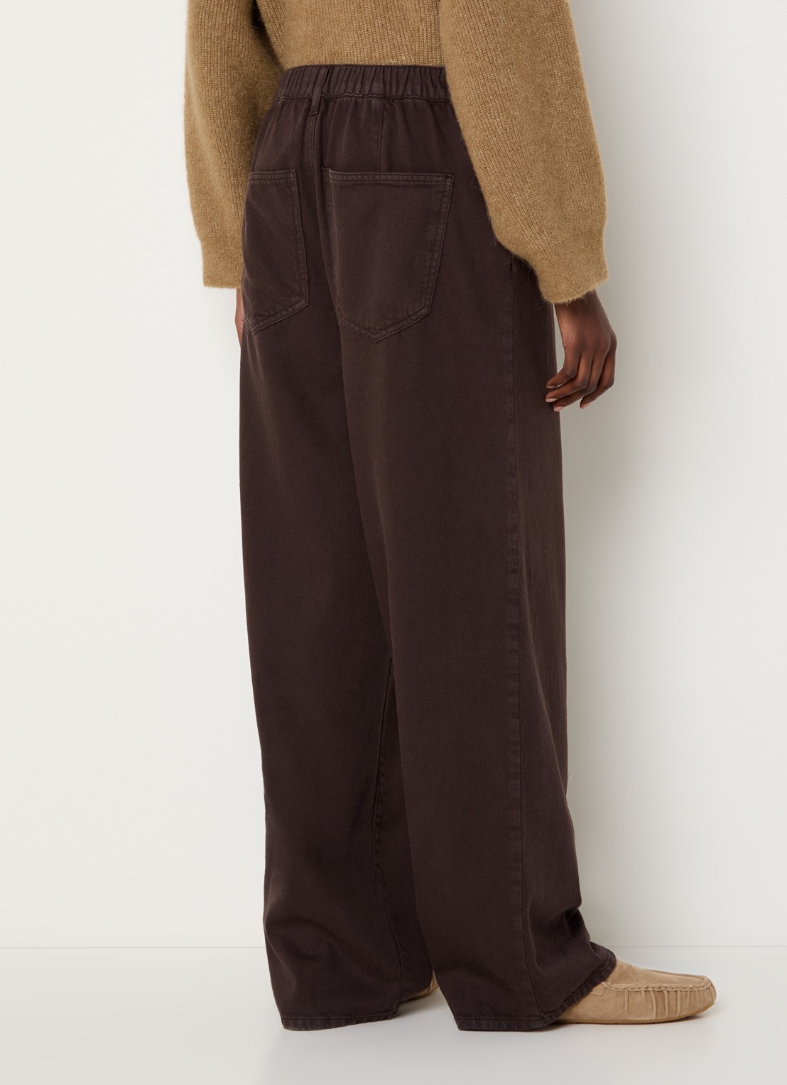 Knit-ted Charly high waist wide fit jeans met gekleurde wassing - achterkant 5 donkerbruin