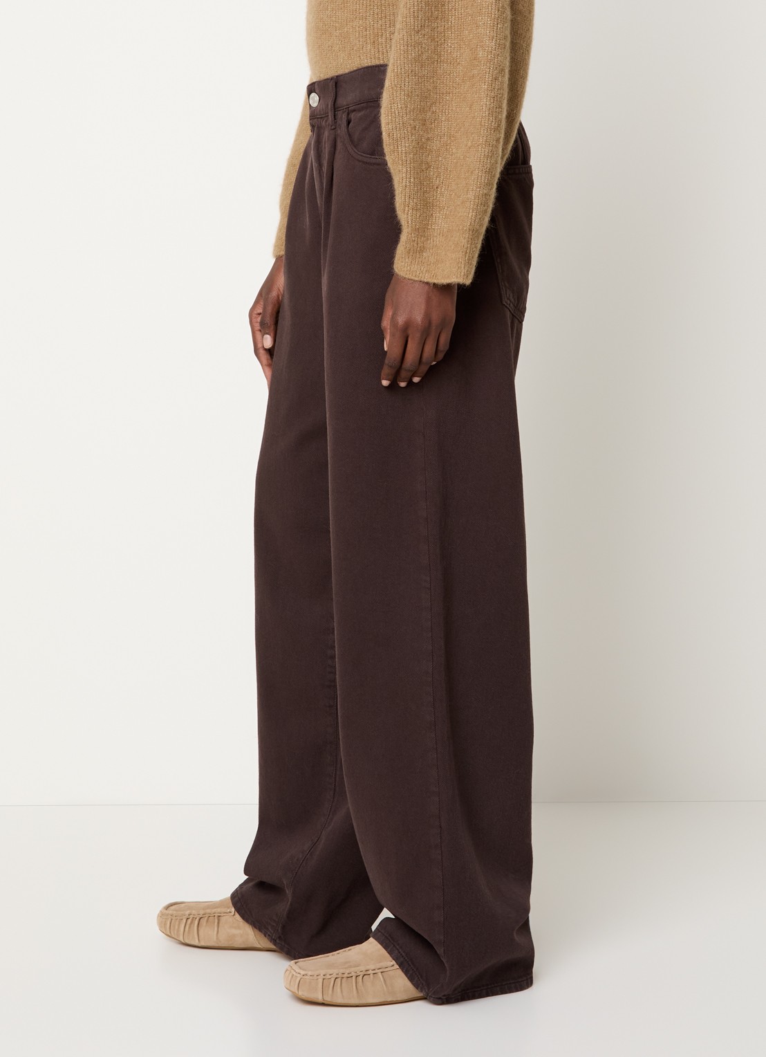 Knit-ted Charly high waist wide fit jeans met gekleurde wassing - detail 4 donkerbruin