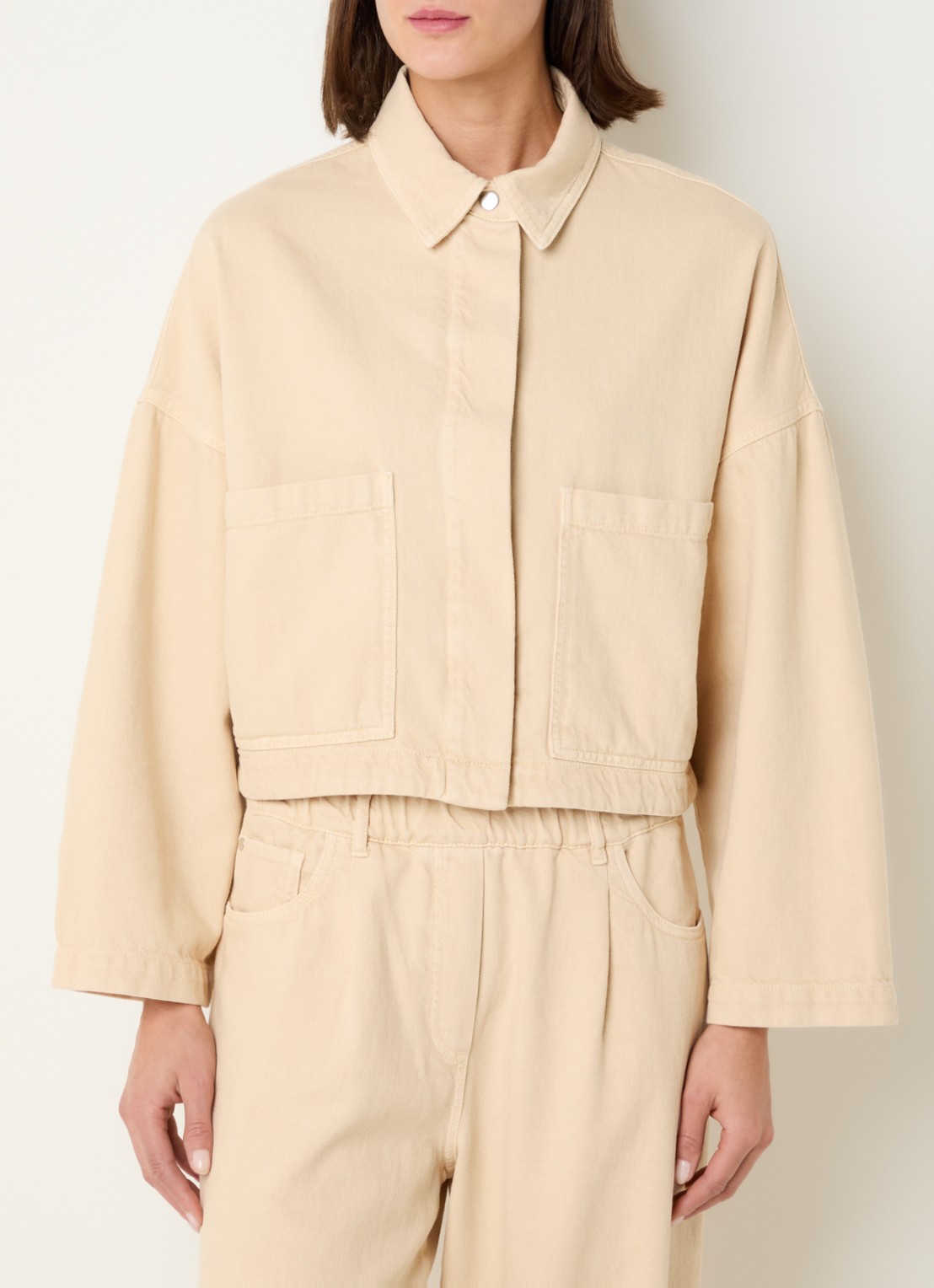 Knit-ted Diasy jack met opgestikte zakken - detail 4 beige