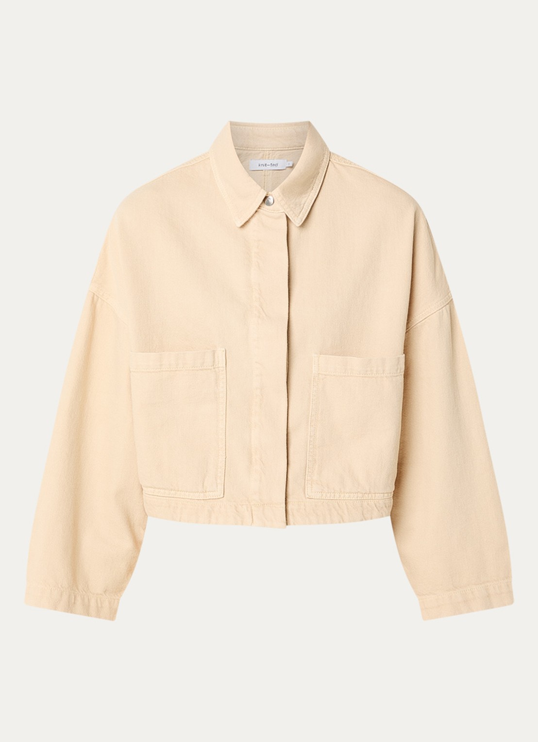 Knit-ted Diasy jack met opgestikte zakken - voorkant 2 beige