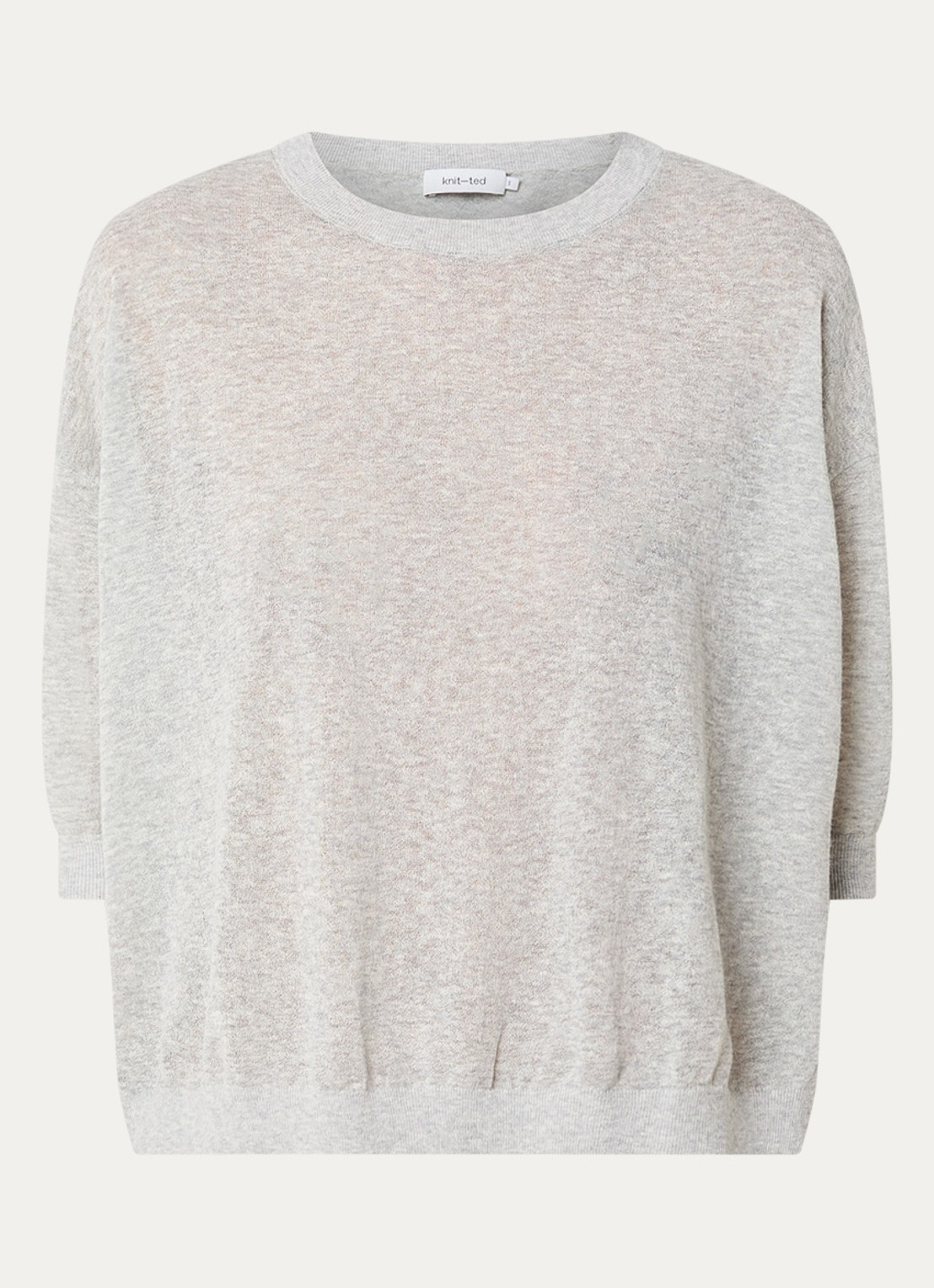 Knit-ted Fanes fijngebreide top in linnenblend  - voorkant 3 grijs