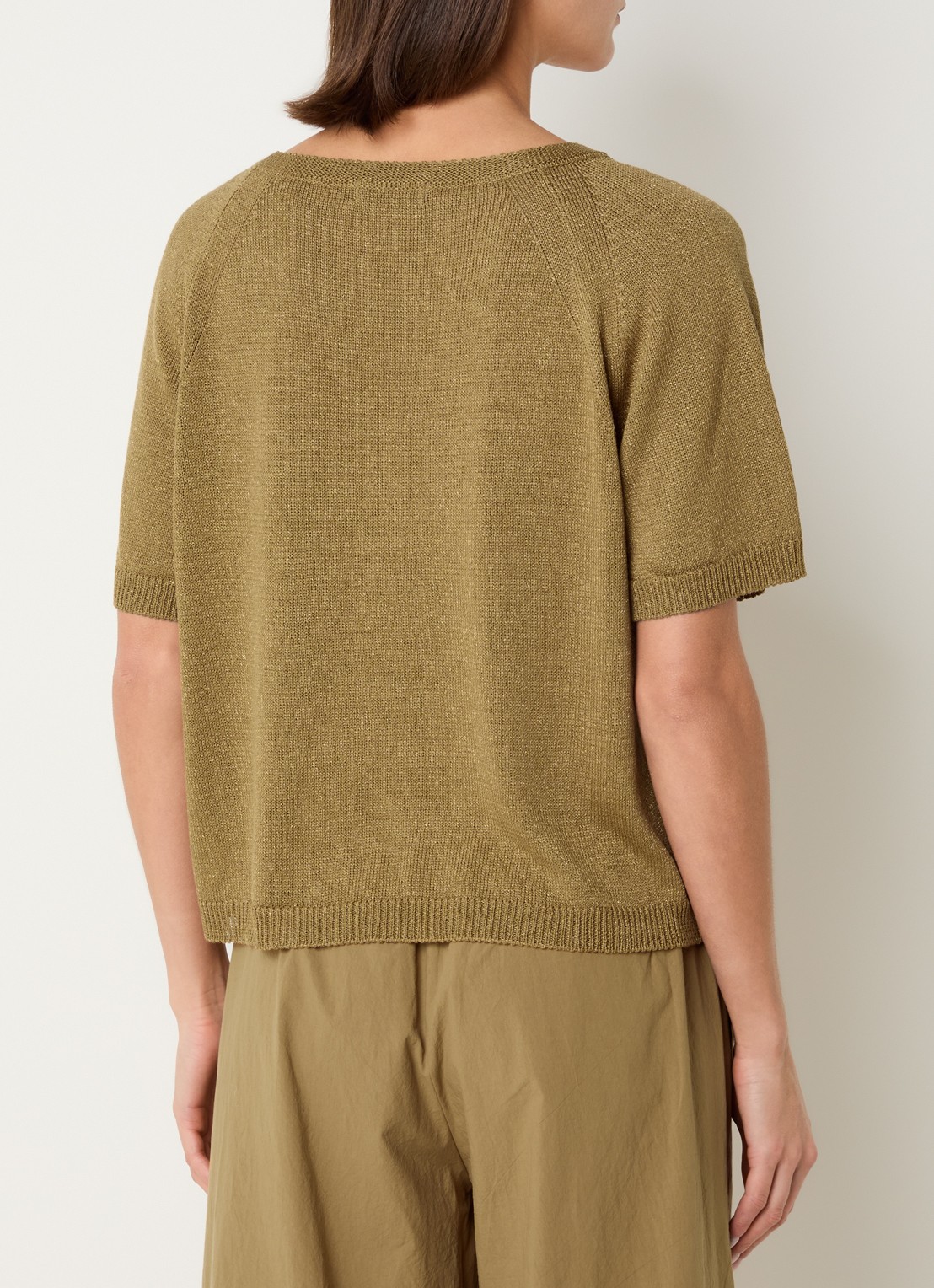 Knit-ted Felice grofgebreide trui met lurex - achterkant 4 mosterd