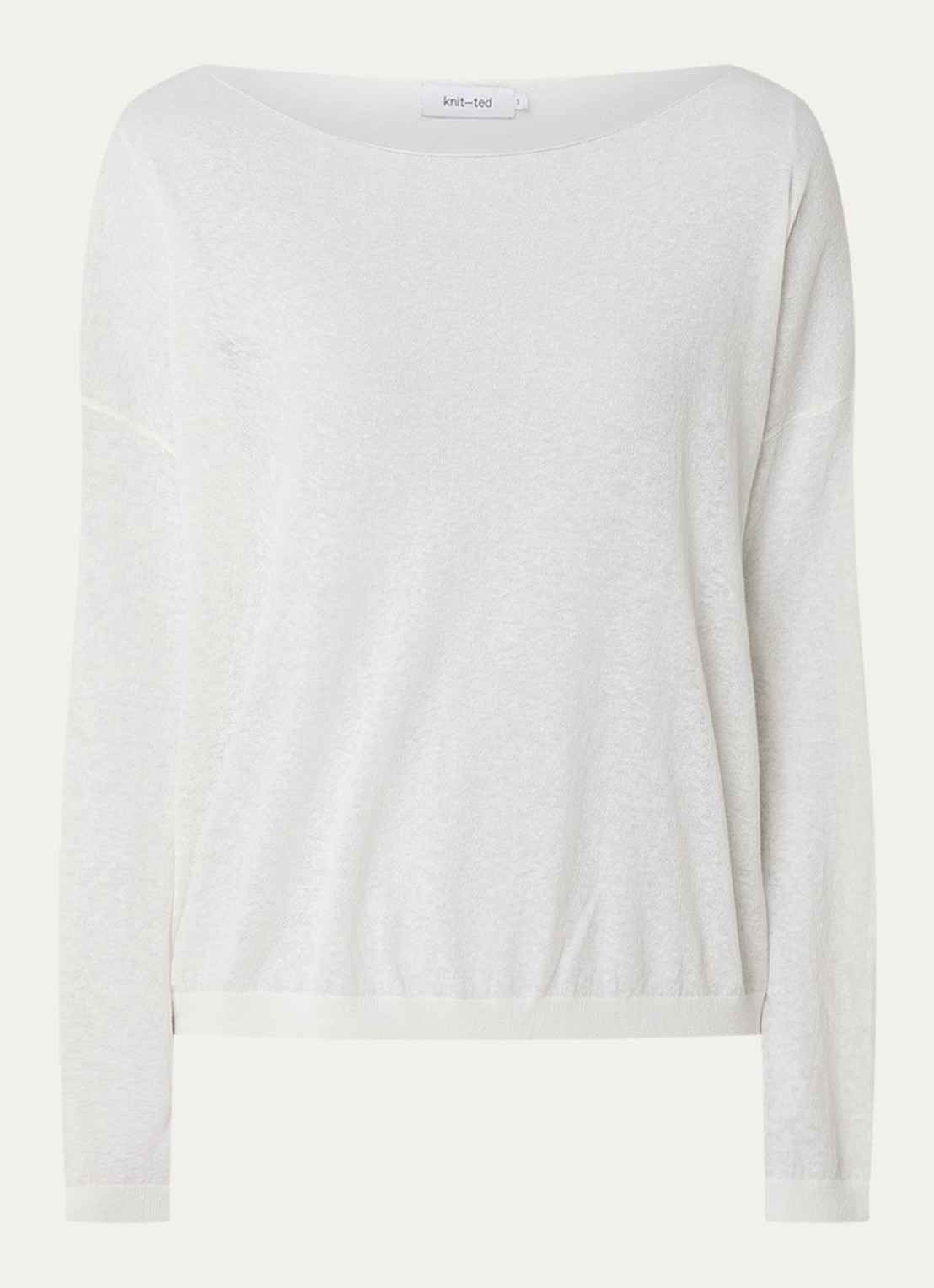 Knit-ted Gill fijngebreide pullover  - voorkant 2 gebroken wit
