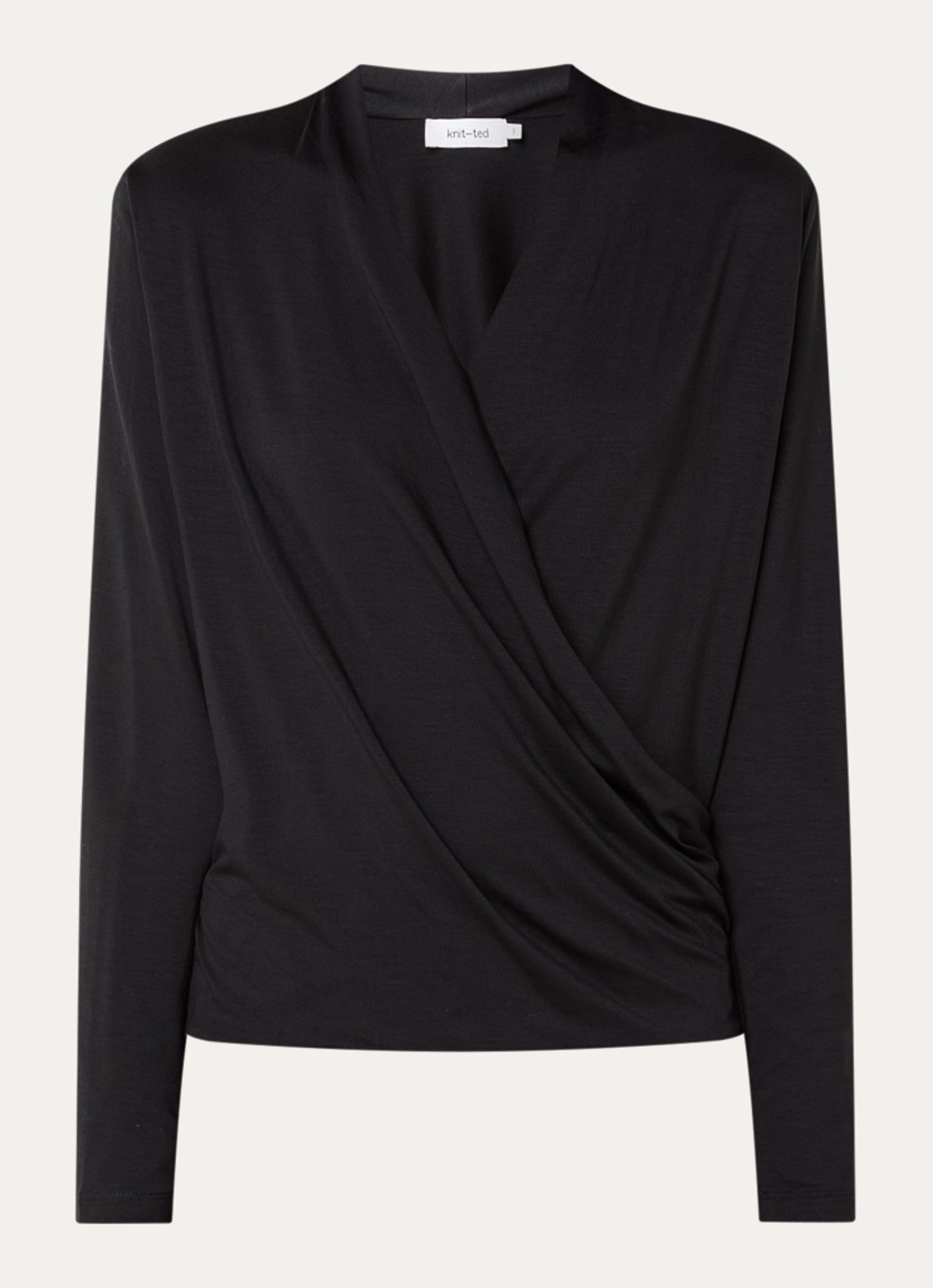 Knit-ted Jetty wikkeltop met V-hals - voorkant 2 zwart