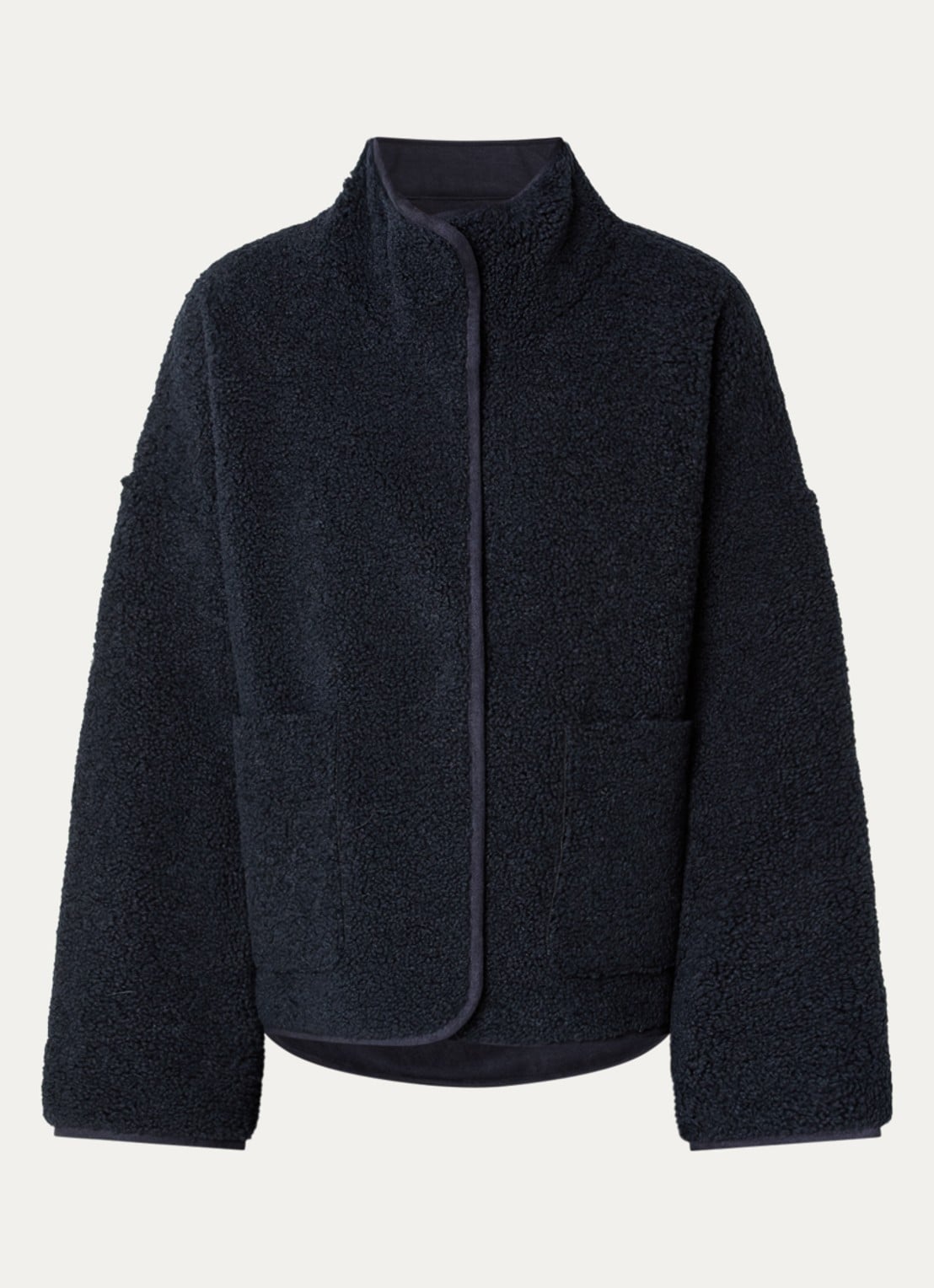 Knit-ted Jill jack van teddy met steekzakken - voorkant 2 donkerblauw