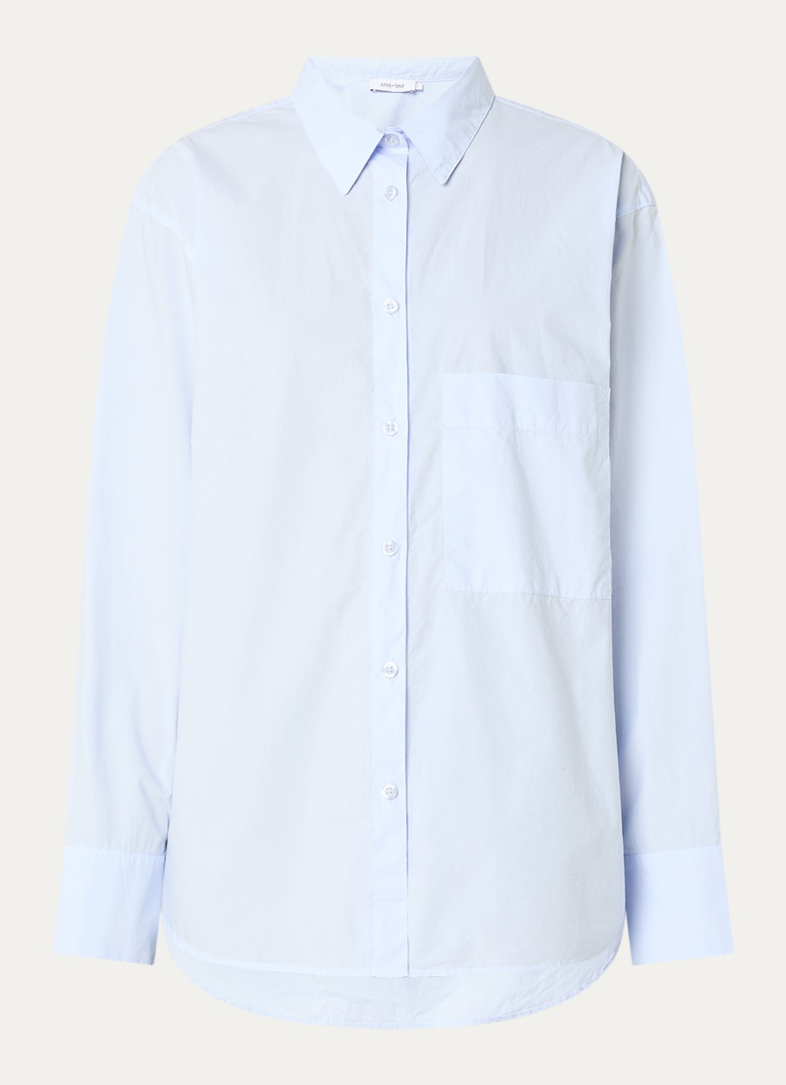 Knit-ted Lies blouse met borstzak - voorkant blauwgrijs