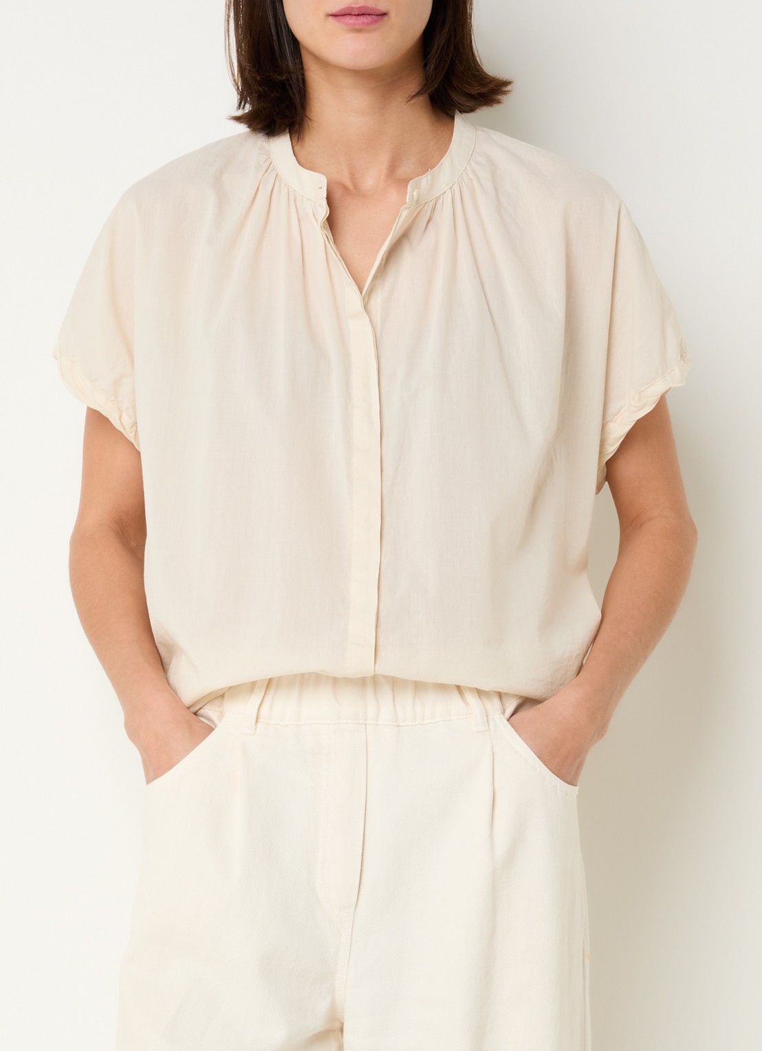Knit-ted Lotus blouse met plooidetail - detail 4 ivoor