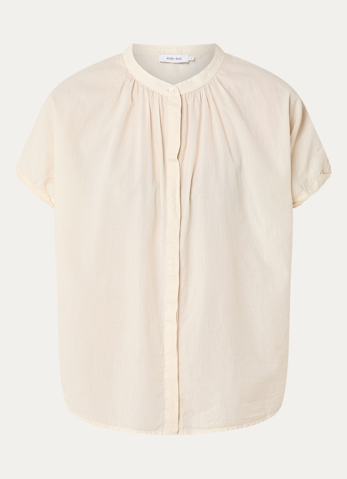 Knit-ted Lotus blouse met plooidetail - voorkant ivoor