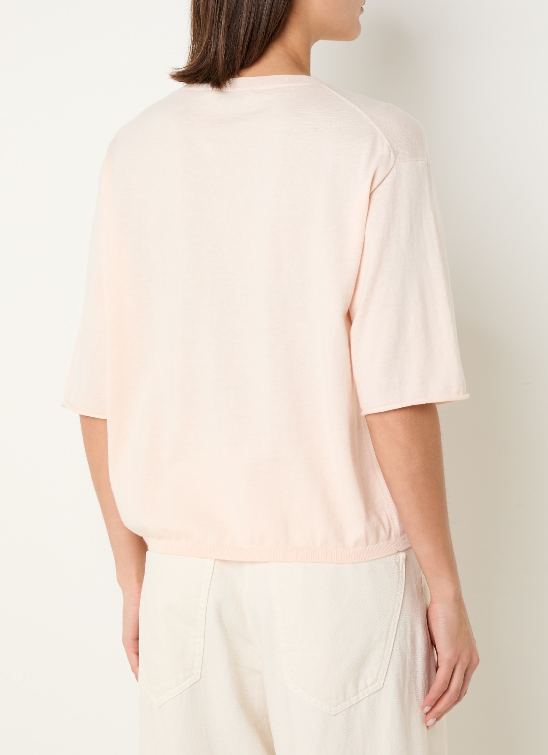 Knit-ted Merle fijngebreid T-shirt  - achterkant 3 lichtroze
