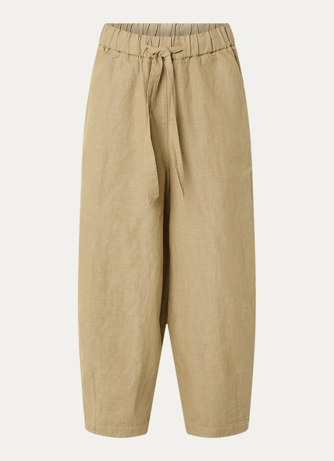 Knit-ted Mona high waist tapered fit broek met steekzakken - voorkant 3 khaki