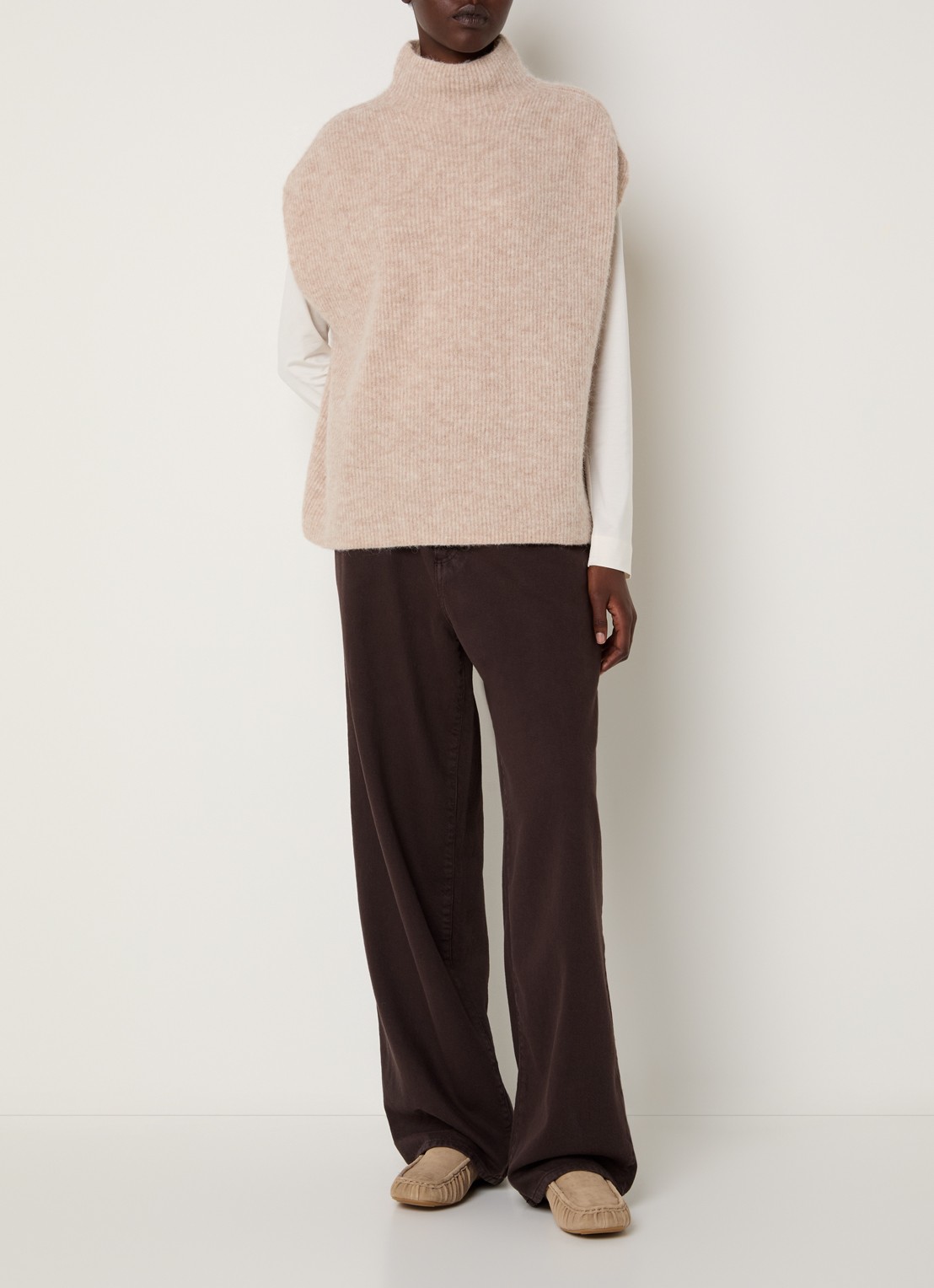 Knit-ted Rave spencer met opstaande kraag - voorkant 4 creme