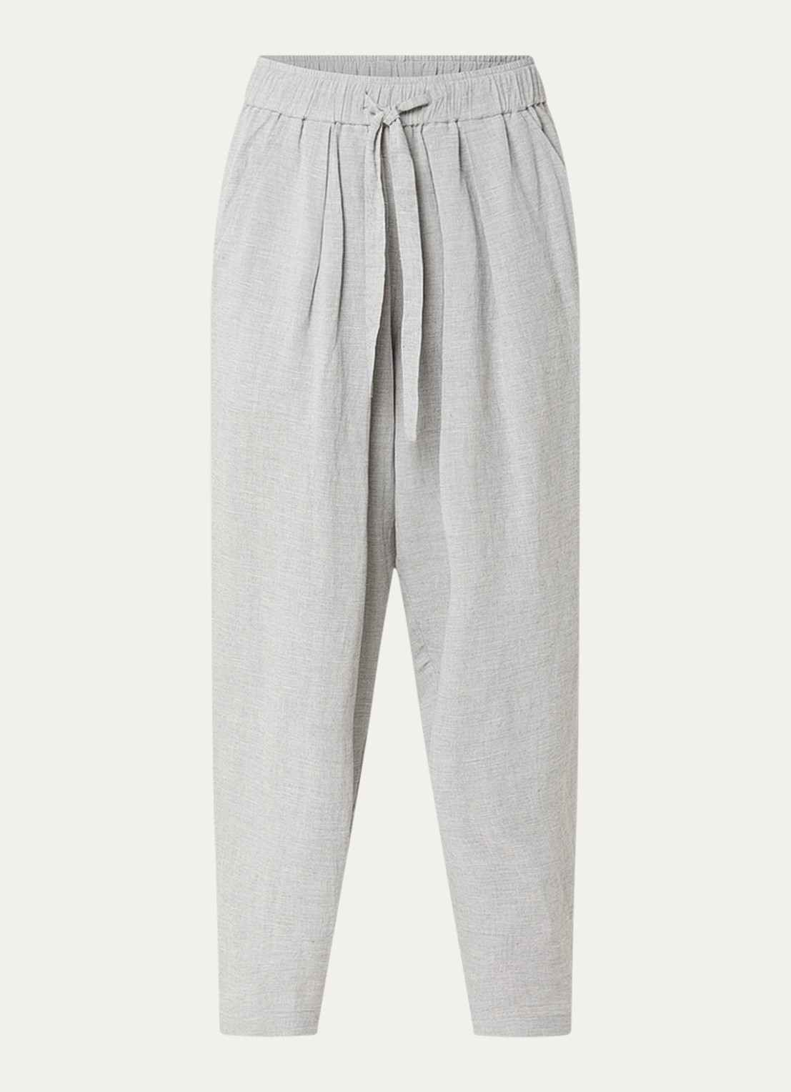 Knit-ted Sally high waist straight fit pantalon in linnenblend - voorkant 2 grijs