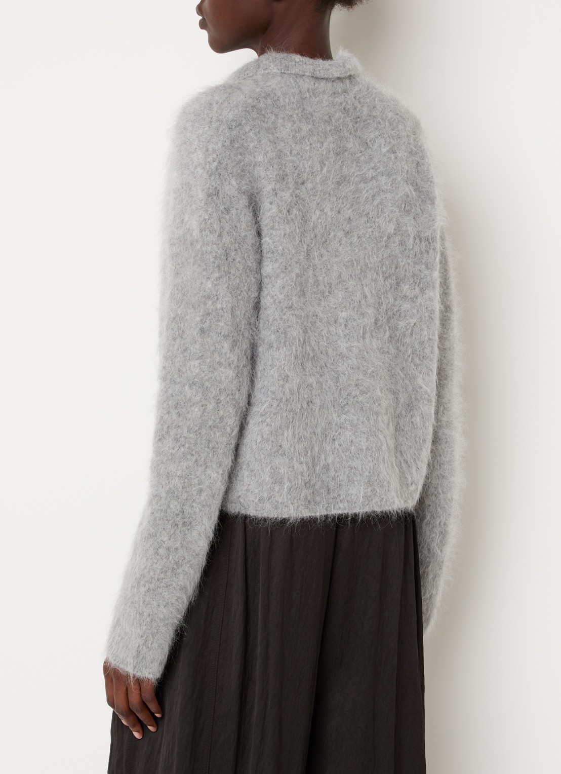 Knit-ted Sherman grofgebreid vest met kraag - achterkant 4 lichtgrijs