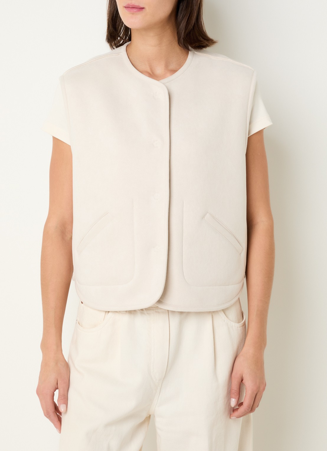 Knit-ted Ted reversible gilet van teddy met steekzakken - detail 5 creme