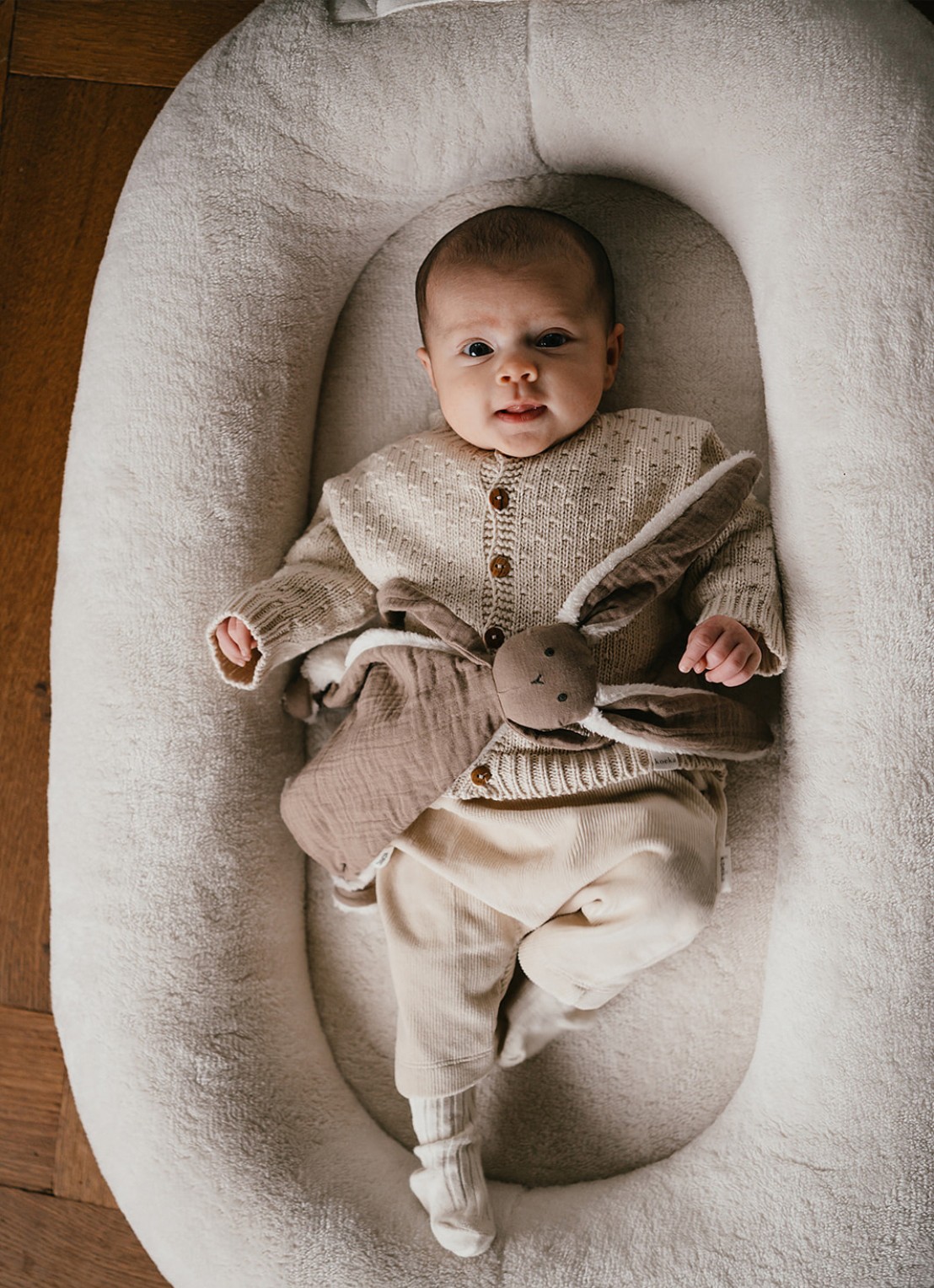 Koeka Malmö babynest van teddy - voorkant 2 gebroken wit