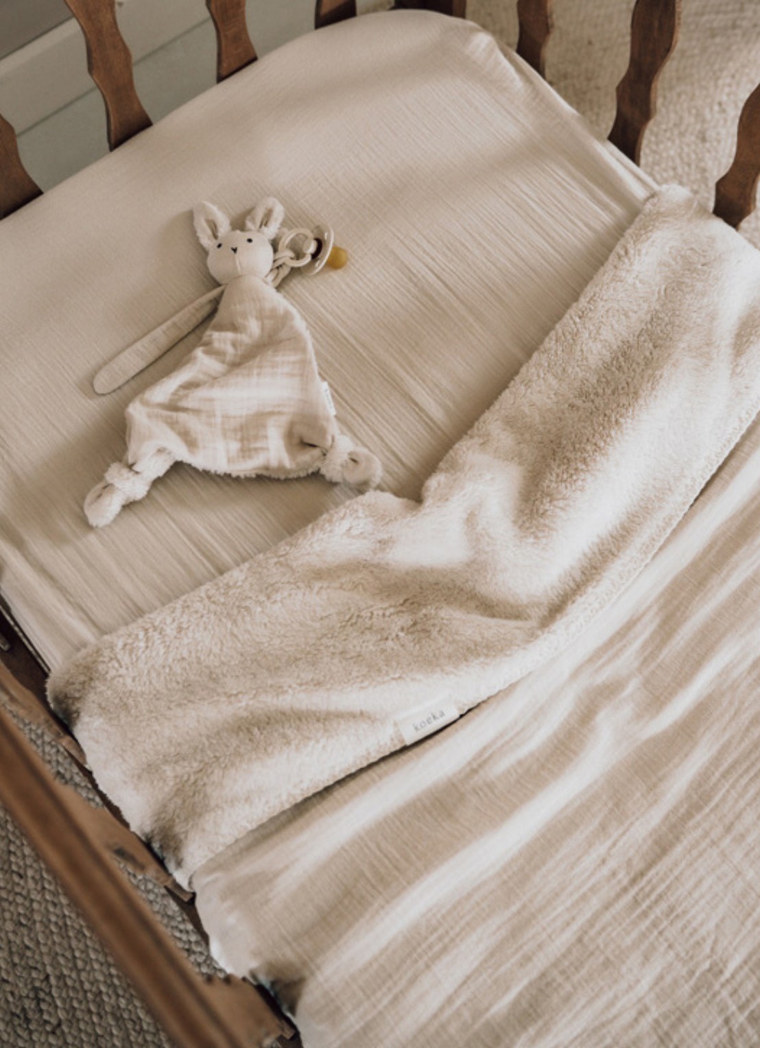 Koeka Teddy Faro wiegdeken 100 x 75 cm - voorkant 5 gebroken wit