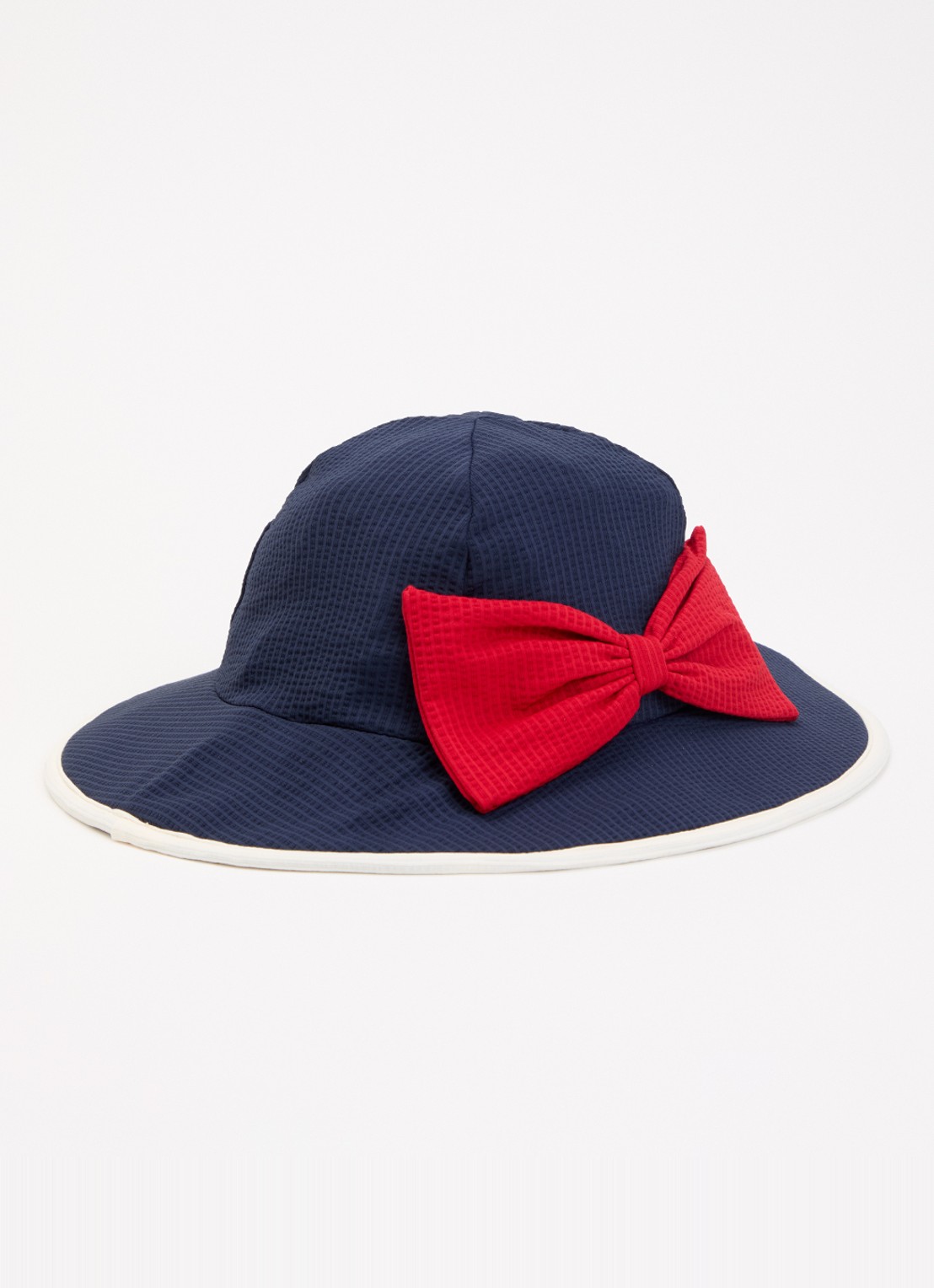 Konges Sløjd Bowie bucket hoed met strikdetail - voorkant 2 donkerblauw