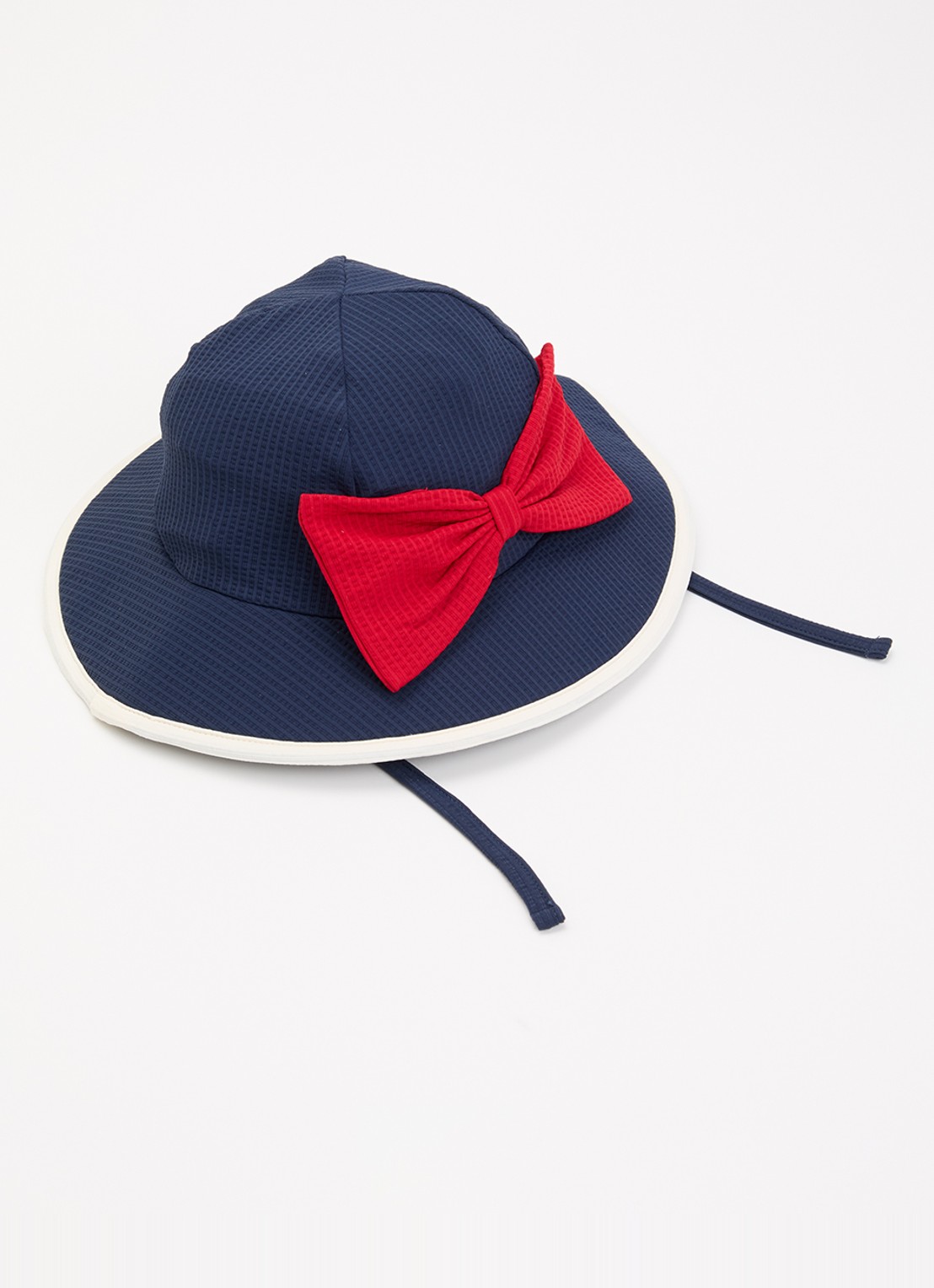 Konges Sløjd Bowie bucket hoed met strikdetail - voorkant donkerblauw