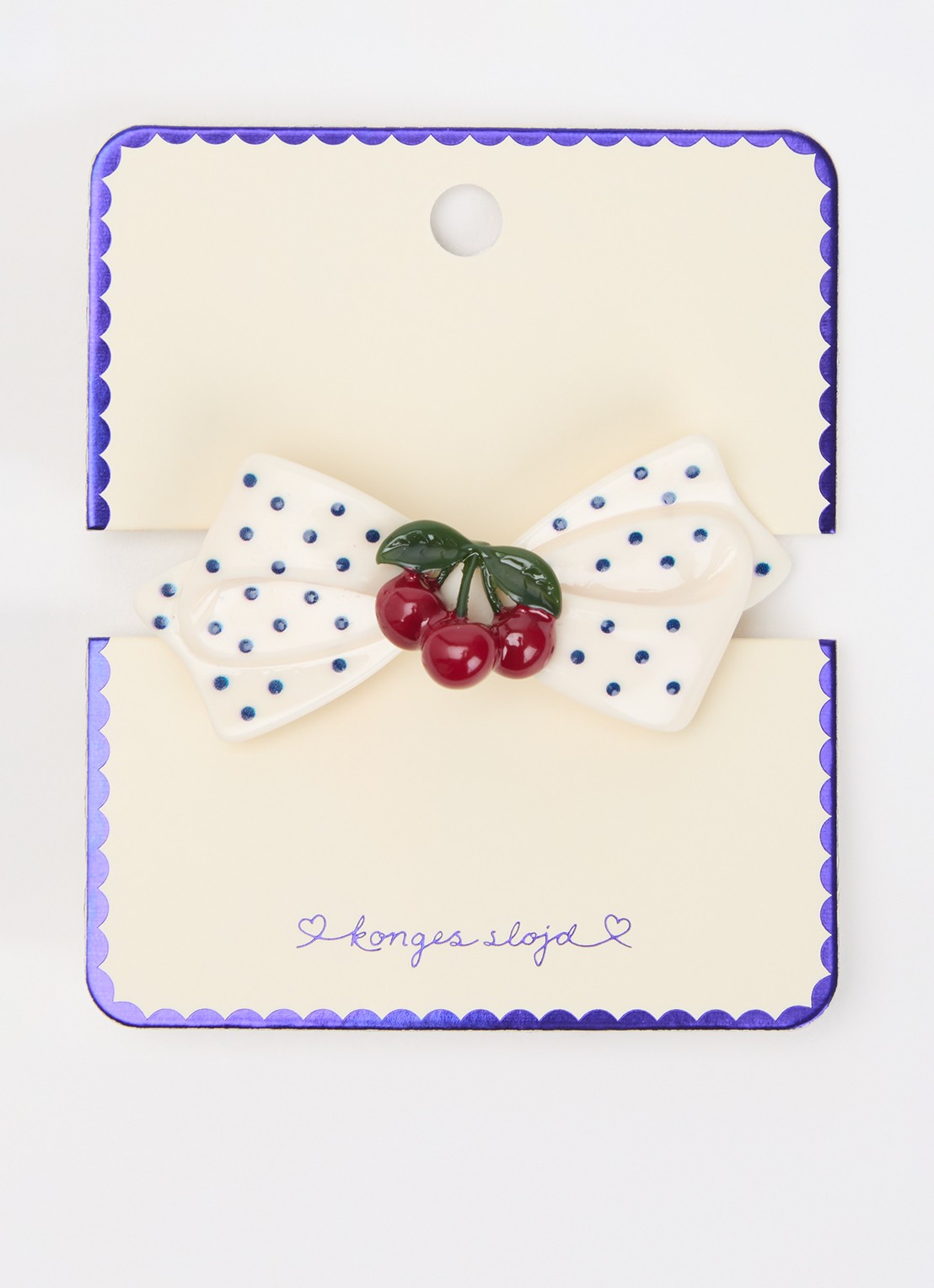 Konges Sløjd Cherry Dot haarclip  - voorkant beige