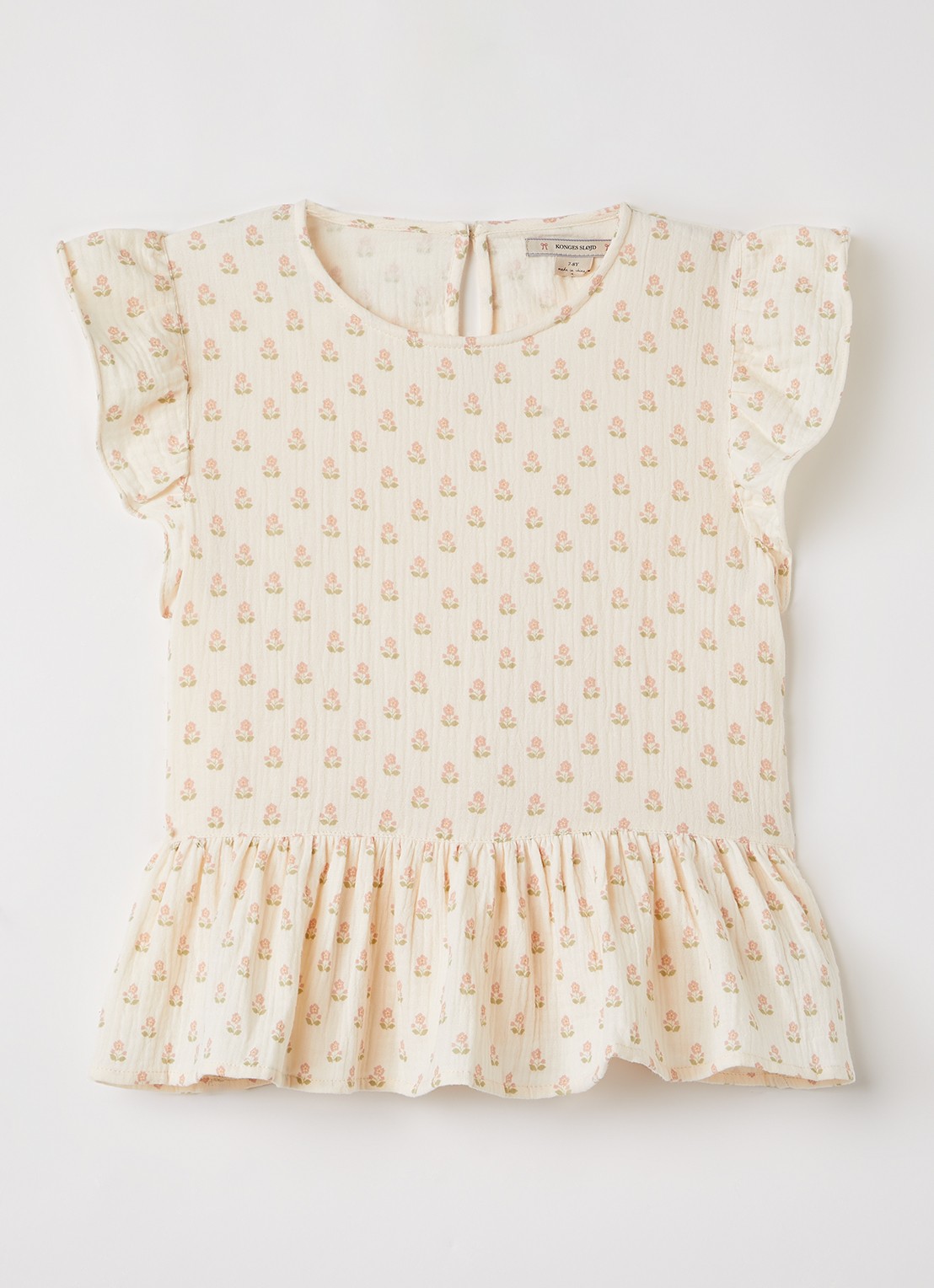 Konges Sløjd Coco jurk met bloemenprint - voorkant beige