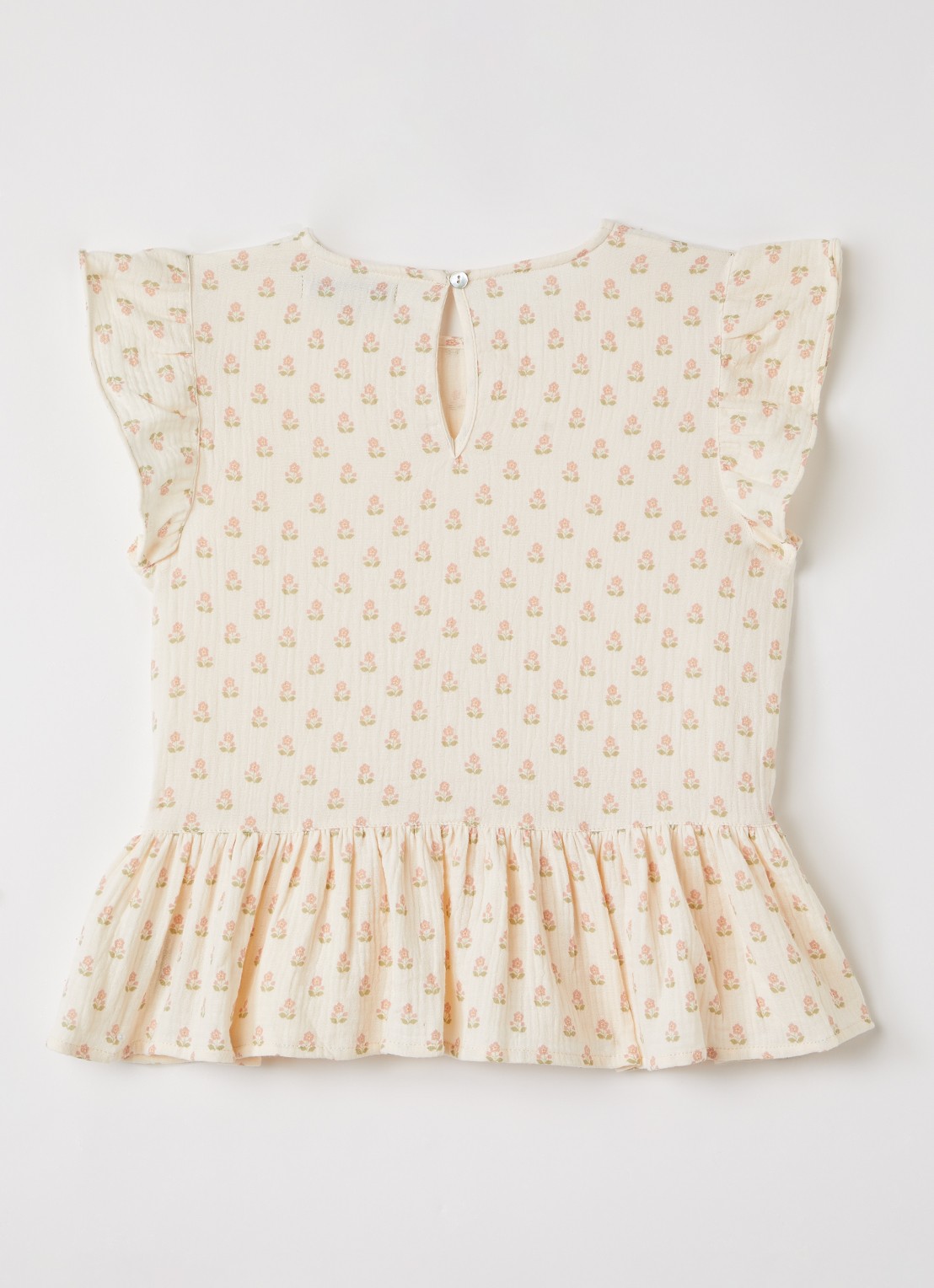 Konges Sløjd Coco jurk met bloemenprint - voorkant 2 beige