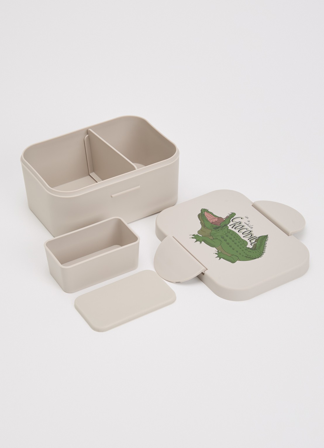 Konges Sløjd Crocodile lunchbox  - voorkant 2 beige