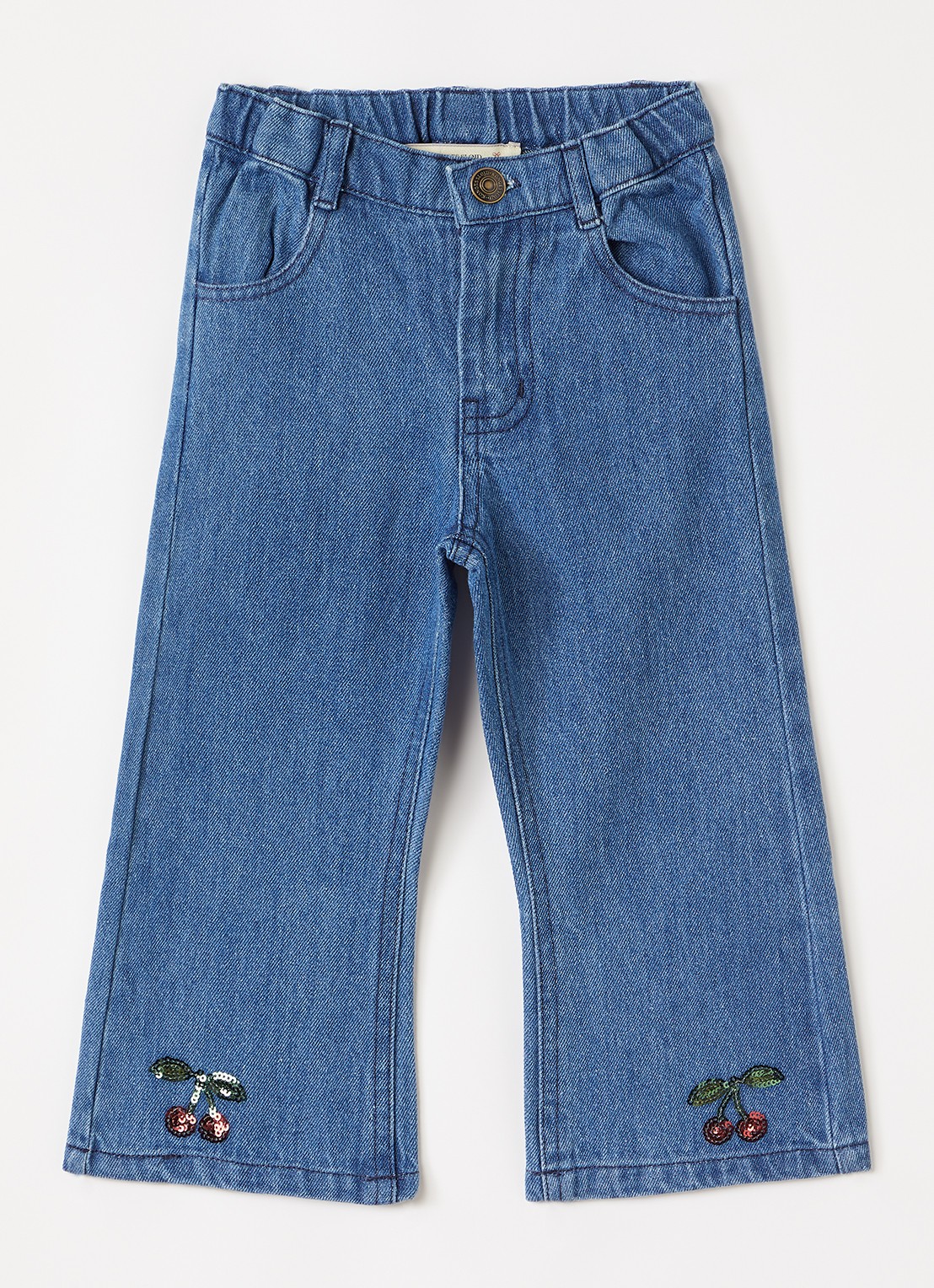 Konges Sløjd Elba flared jeans met pailletten - voorkant 2 indigo