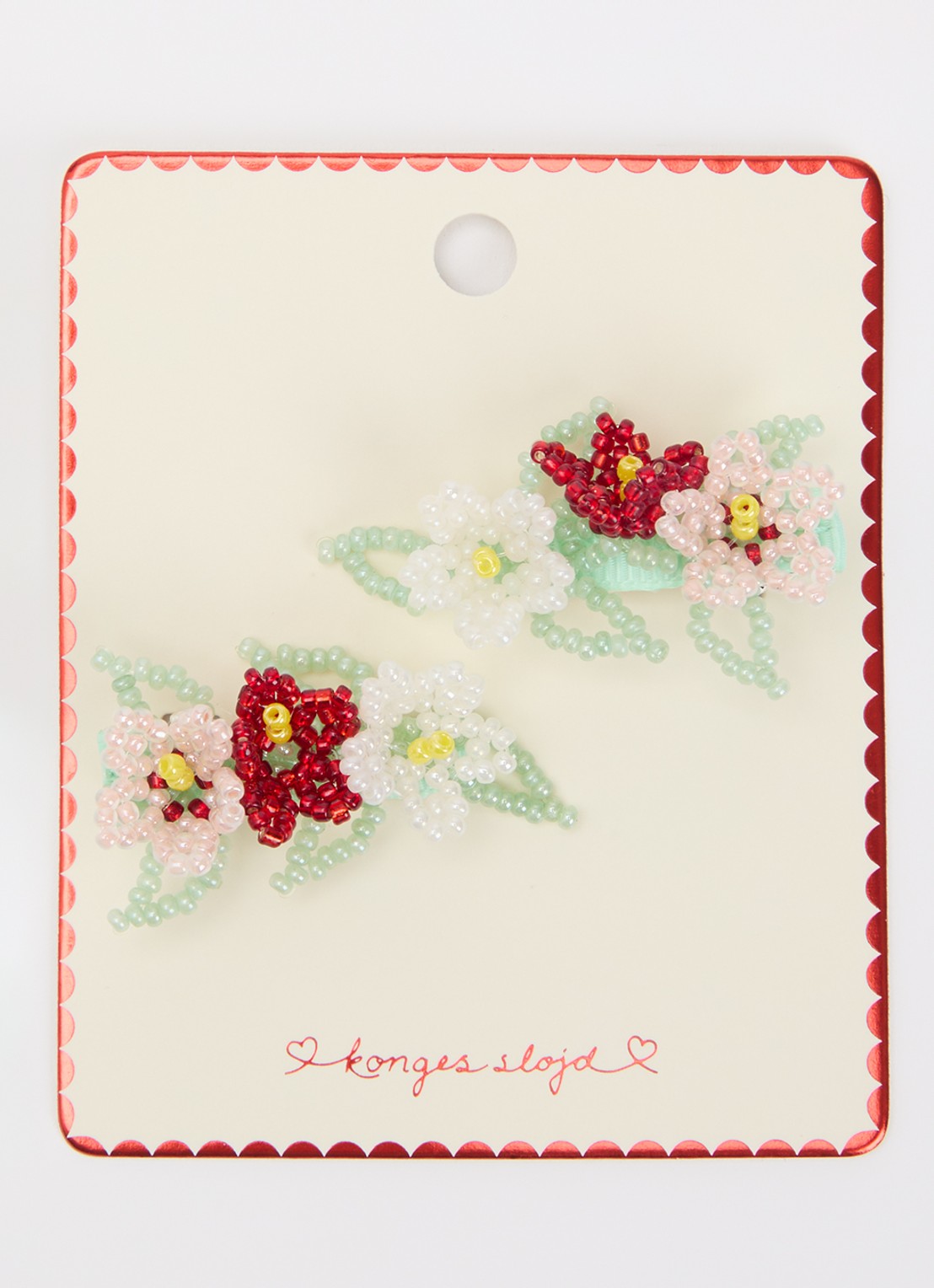 Konges Sløjd Flower Field haarclip in set van 2 - voorkant 2 groen