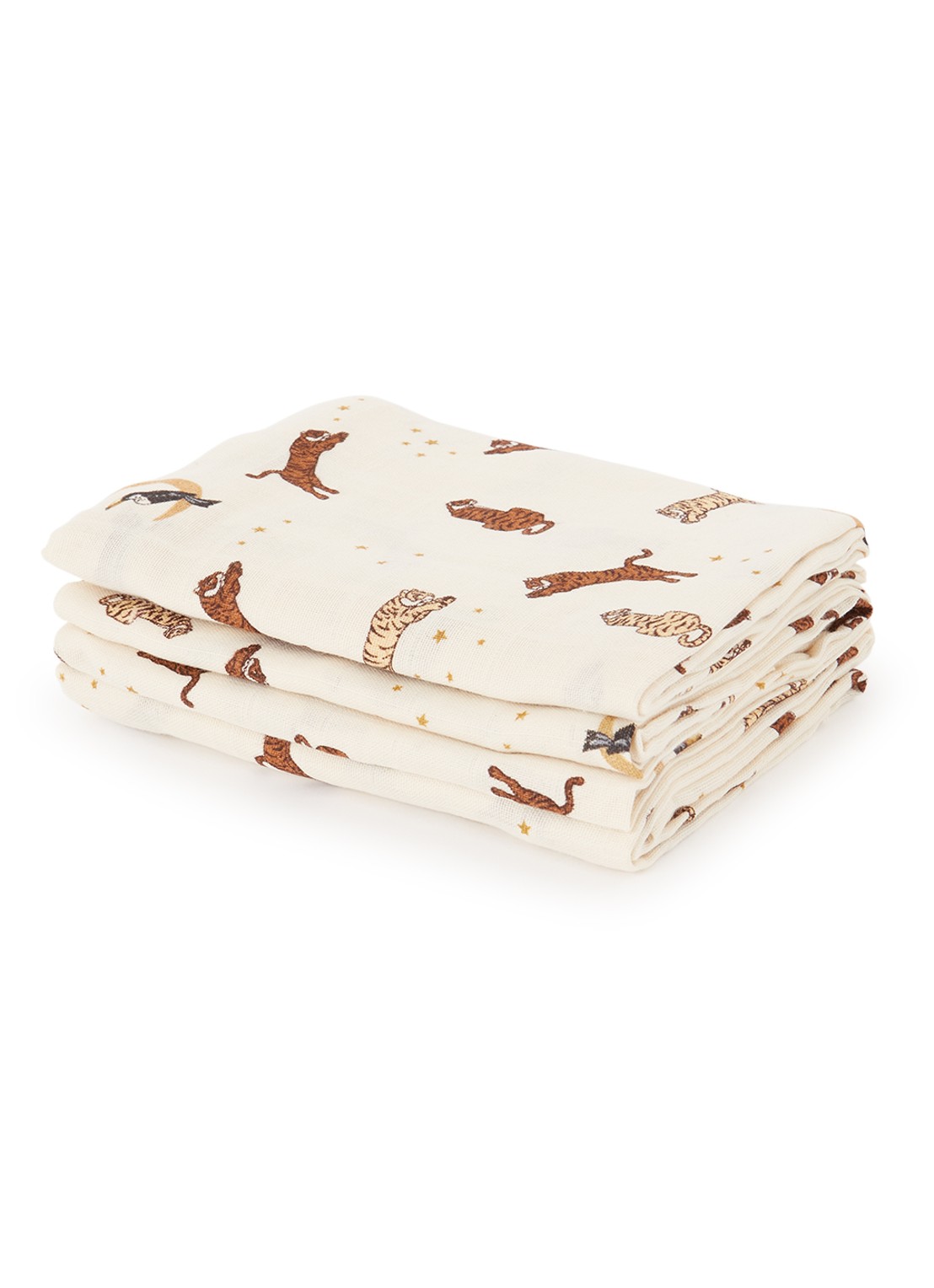 Konges Sløjd  hydrofiele doek van  katoen 65 x 65 cm set van 3 - voorkant creme