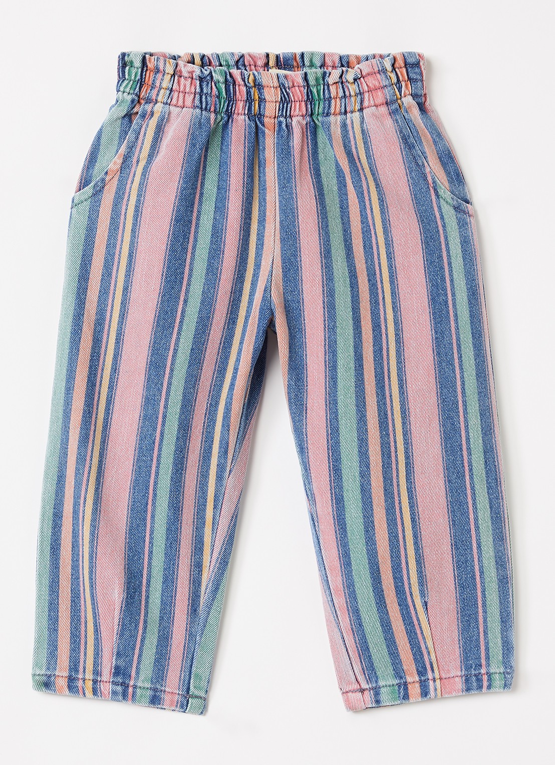 Konges Sløjd Loose fit jeans met streepprint - voorkant 2 roze